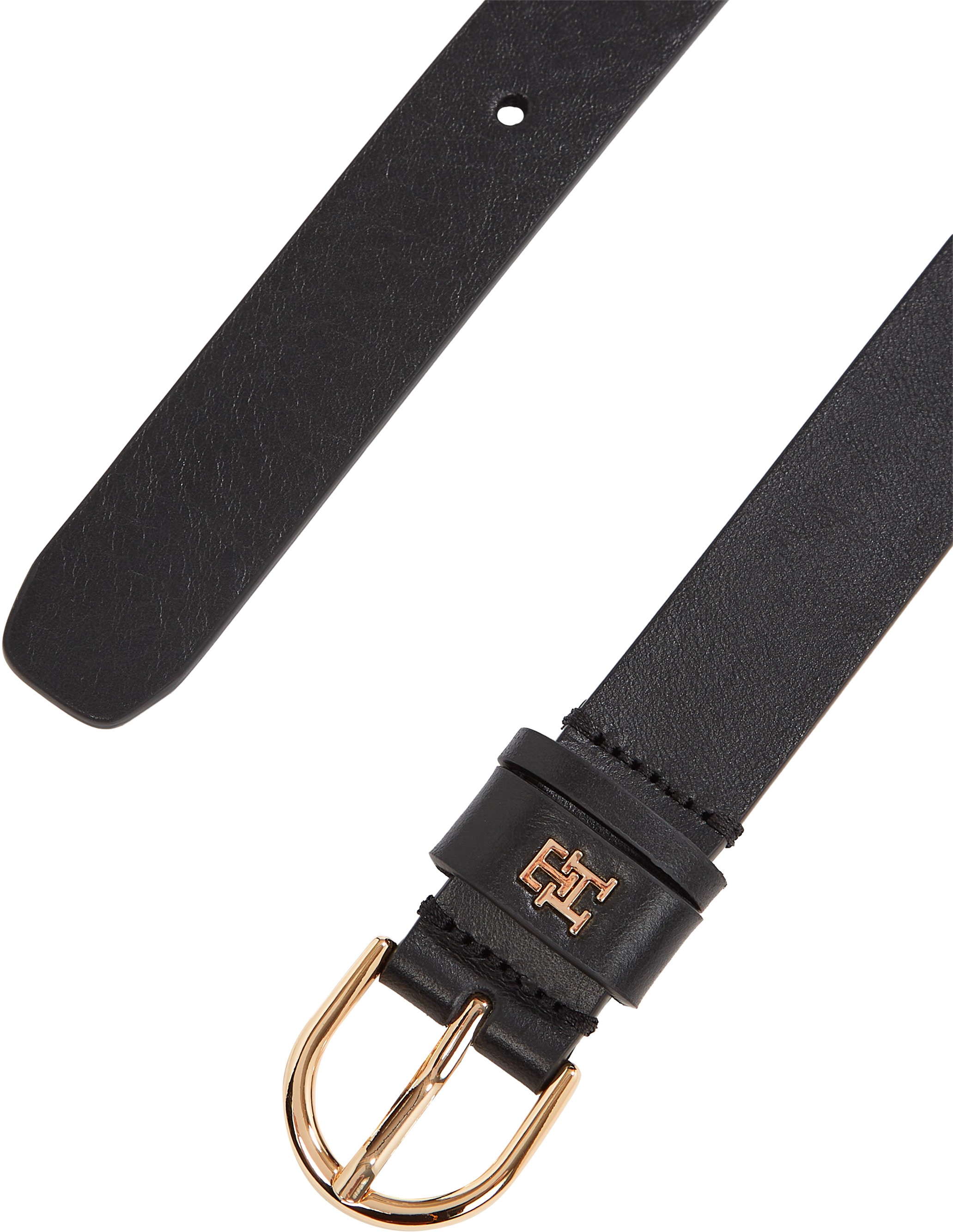 Tommy Hilfiger Ledergürtel »ESSENTIAL EFFORTLESS 2.5 cm breit GOLD« Logoemblem, weiche Haptik, ovale Einfachdornschließe