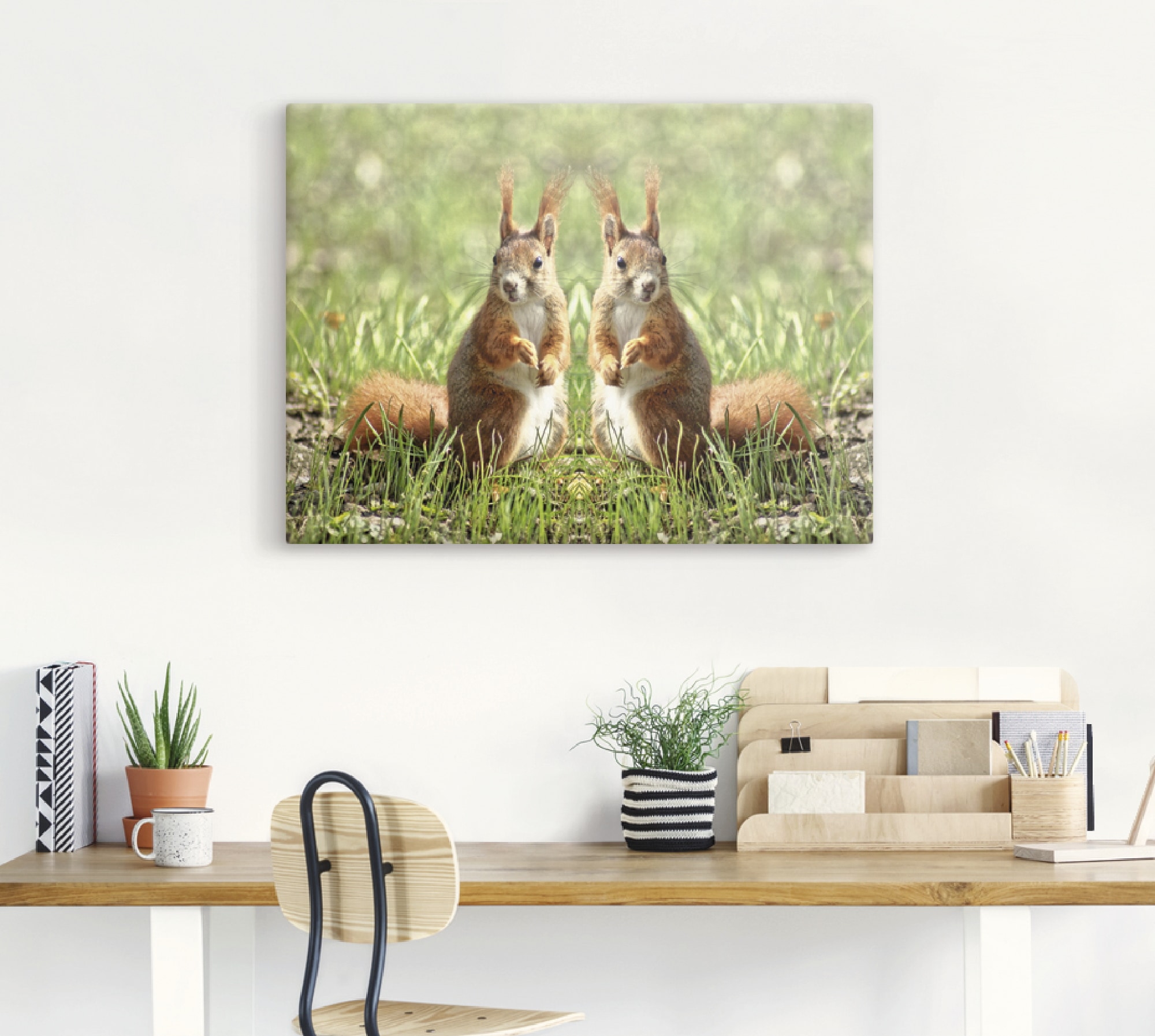 Artland Wandbild »Rote Eichhörnchen Zwillinge«, Wildtiere, (1 St.), als Leinwandbild, Poster in verschied. Größen
