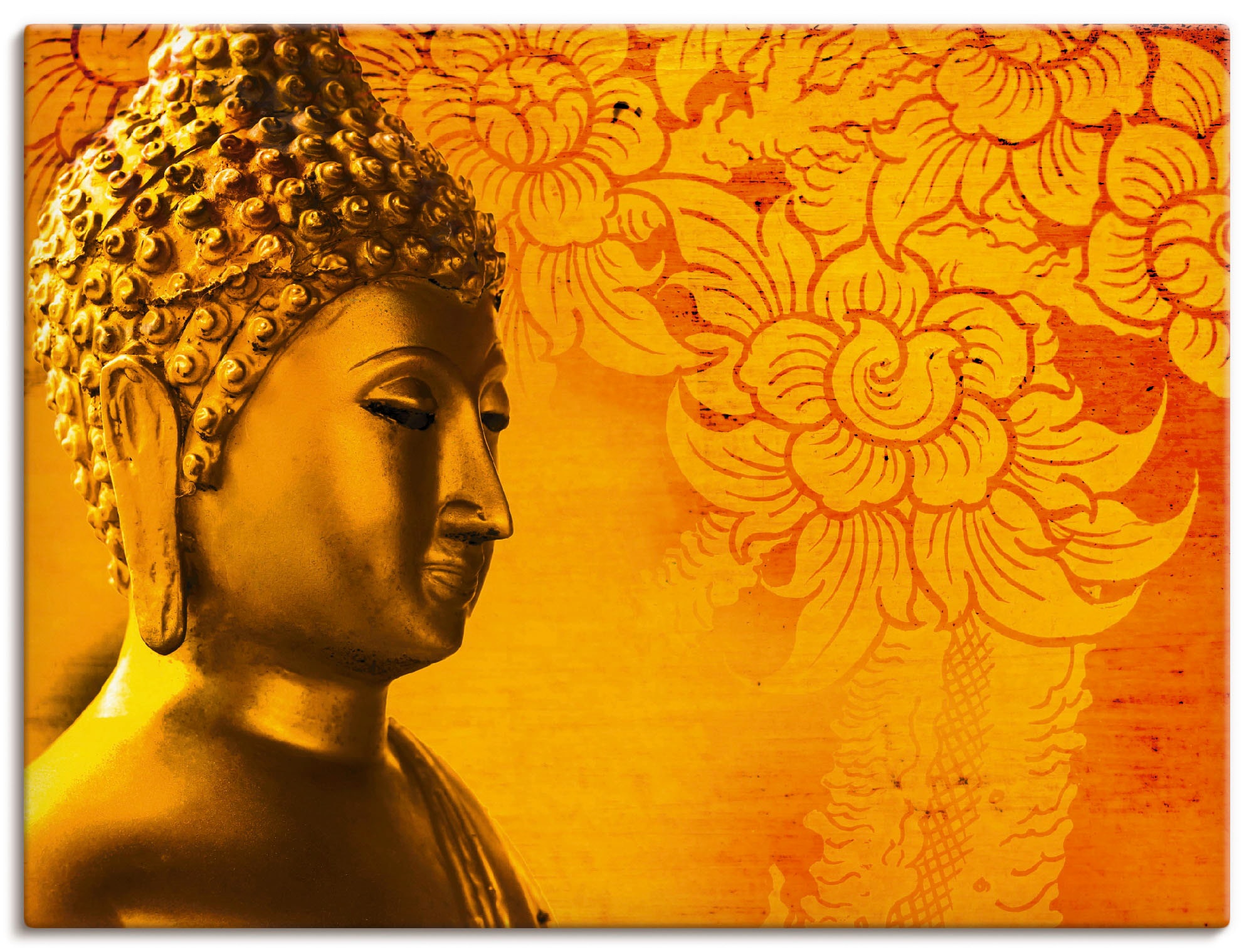 Leinwandbild »Buddha Goldstatue - gold«, Religion, (1 St.), auf Keilrahmen gespannt