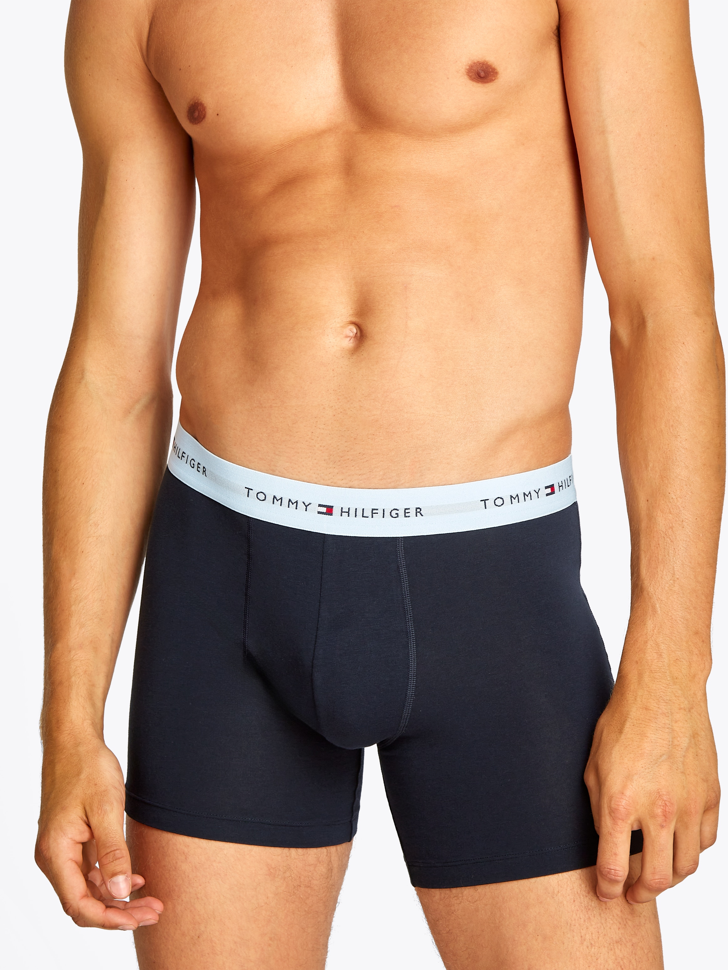 Tommy Hilfiger Underwear Boxershorts »3P BOXER BRIEF WB«, (Packung, 3 St., 3er-Pack), mit kontrastfarbenem Logobund
