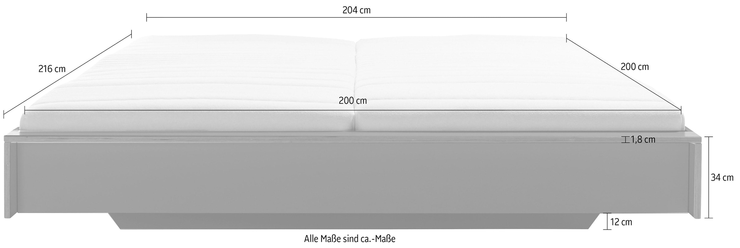 Müller SMALL LIVING Bettgestell »FLAI«, ohne Kopfteil in 4 Breiten, klassische Höhe 34 cm