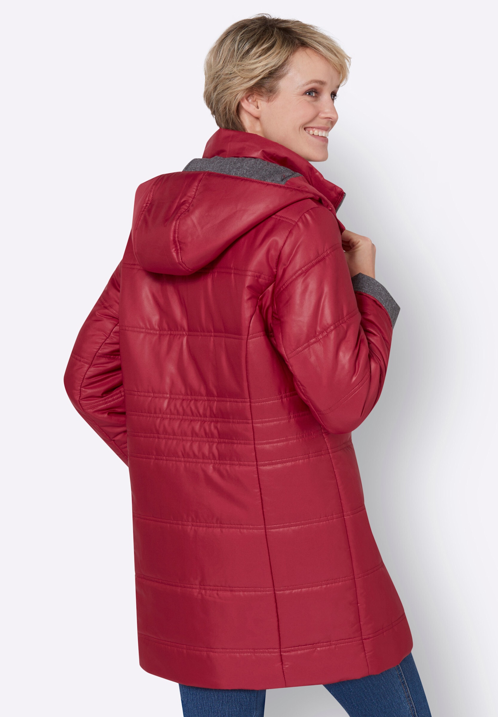 Sieh an! Steppjacke »Longjacke Longjacke mit 2-Wege-Reißverschluss« Abnehmbare Kapuze