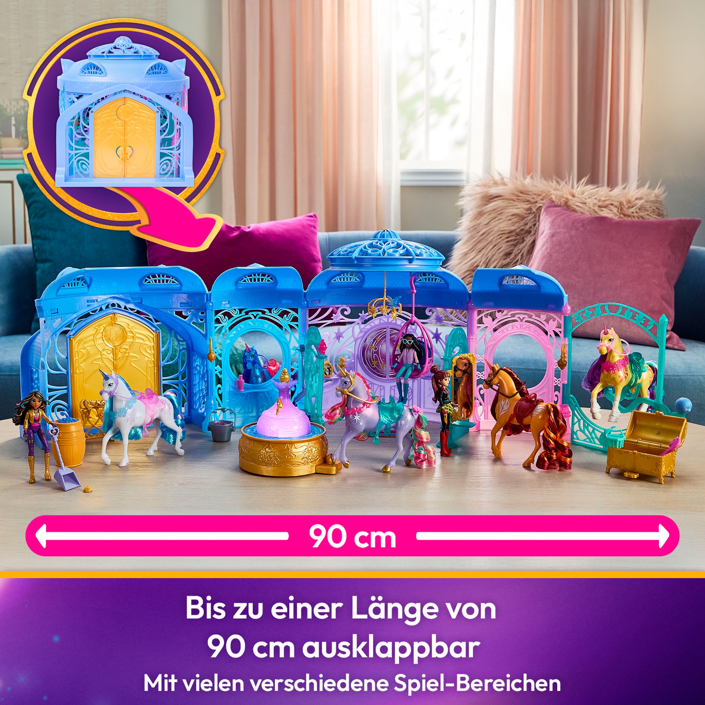 Spin Master Anziehpuppe »Unicorn Academy - Stall Starglow Fountain & Stable« mit Licht und Sound