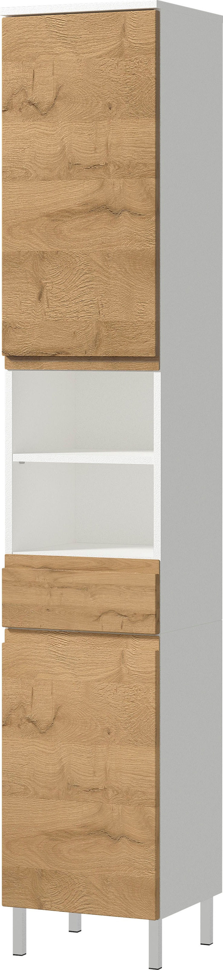 GERMANIA Badmöbel-Set »Torrance«, (5 St.), Unterschrank, Spiegel mit Beleuchtung, Schrank, Kommode, Hochschrank