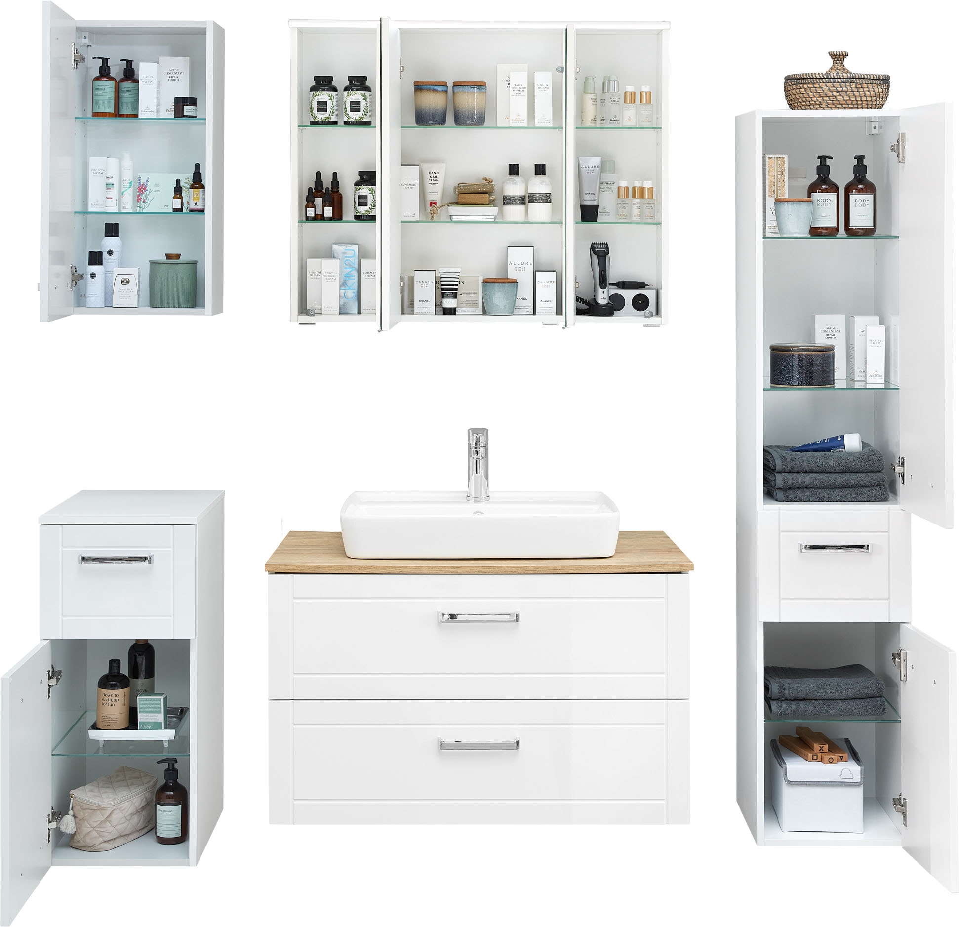 Saphir Badmöbel-Set »Serie 3007,7-teilig, mit Türdämpfern« 7 Stk. tlg.