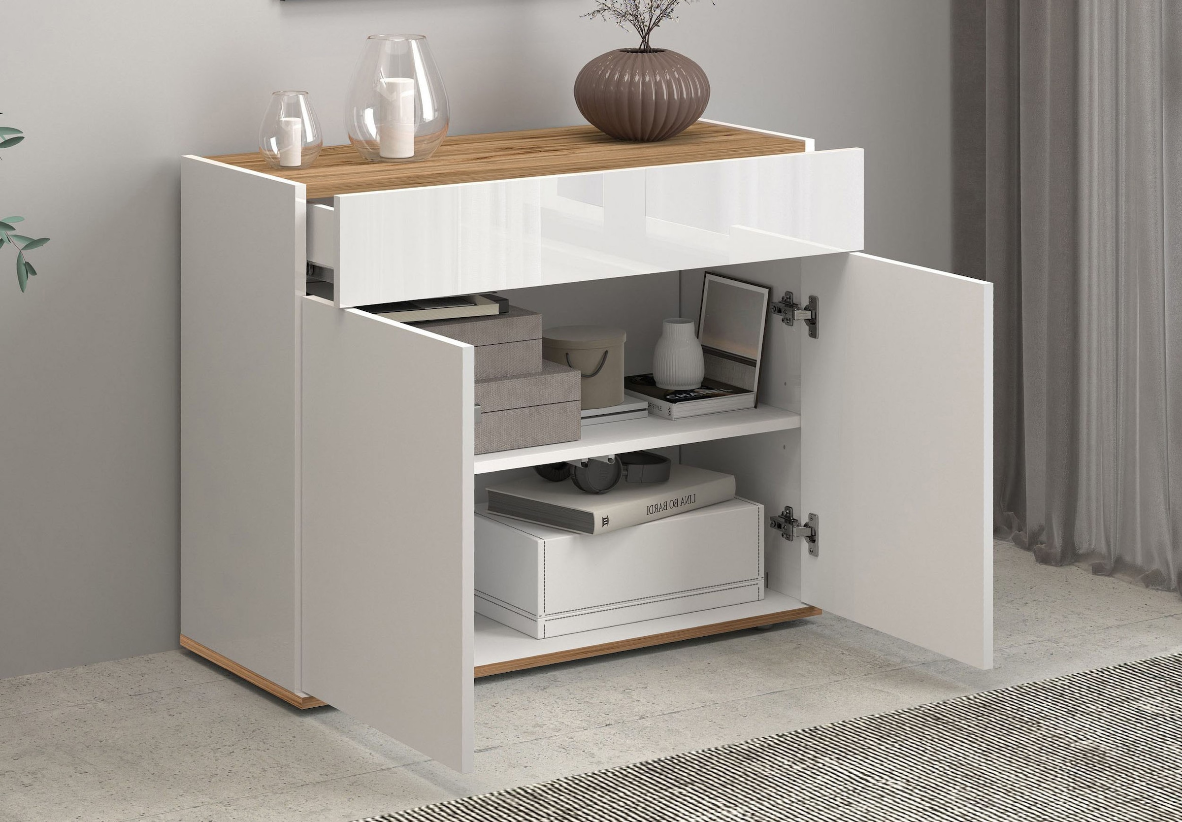 INOSIGN Sideboard »Garda, Kommode, Schrank, Kredenz«, 2 Türen, 1 Schublade,grifflos Breite 80,9 cm