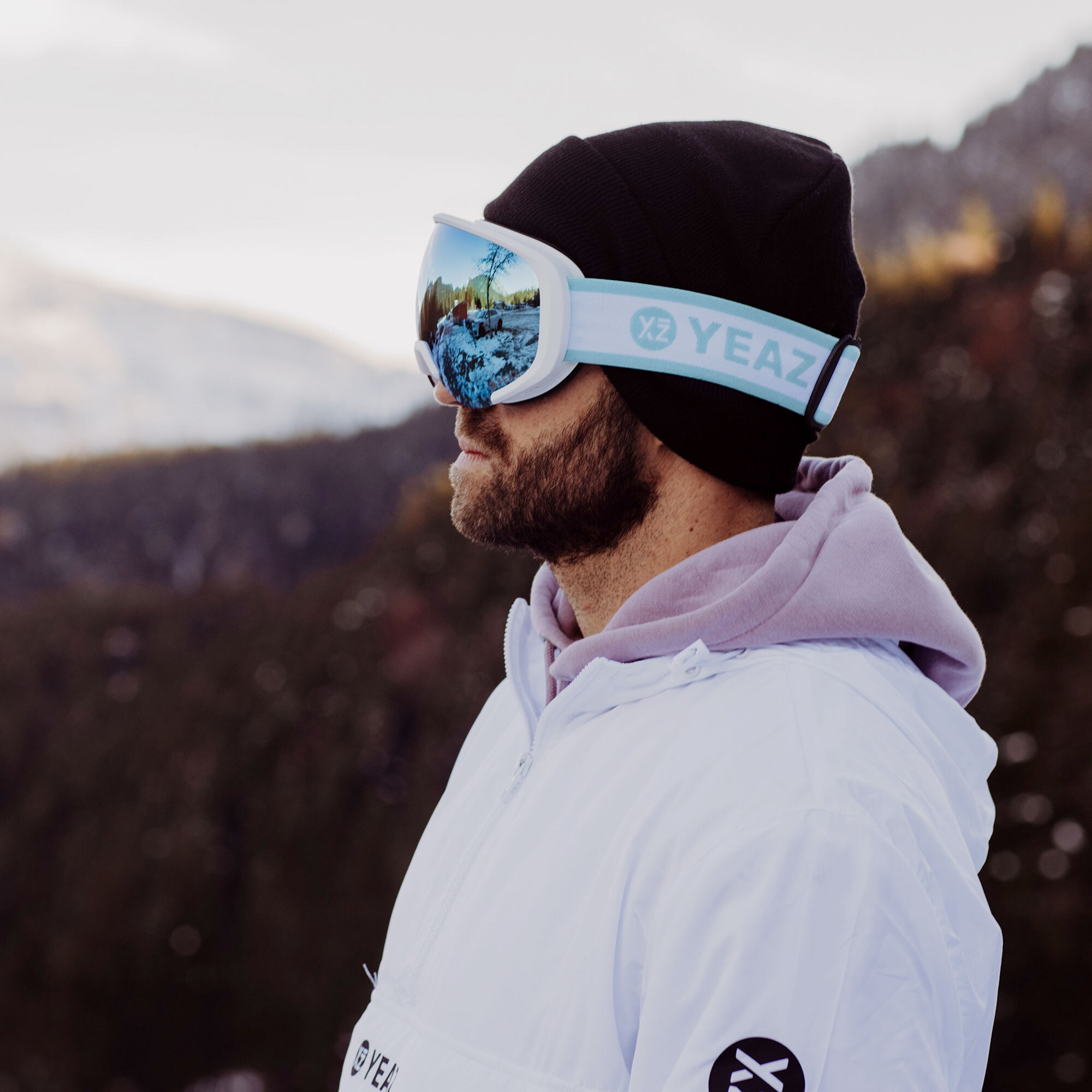 YEAZ Snowboardbrille »Ski- und Snowboard-Brille hellblau/matt weiß BLACK RUN«