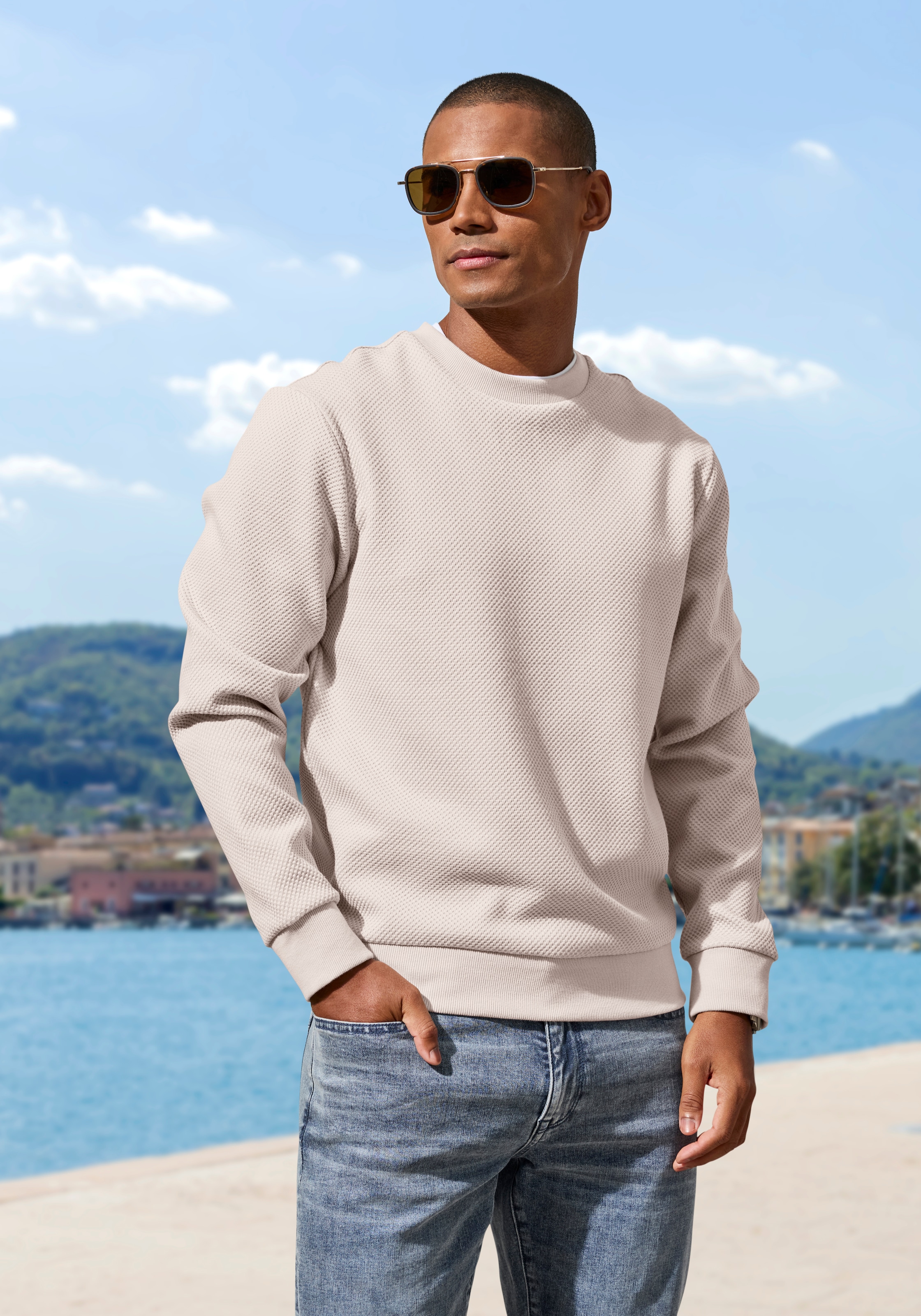 John Devin Sweatshirt , Pullover aus Struktur-Qualität
