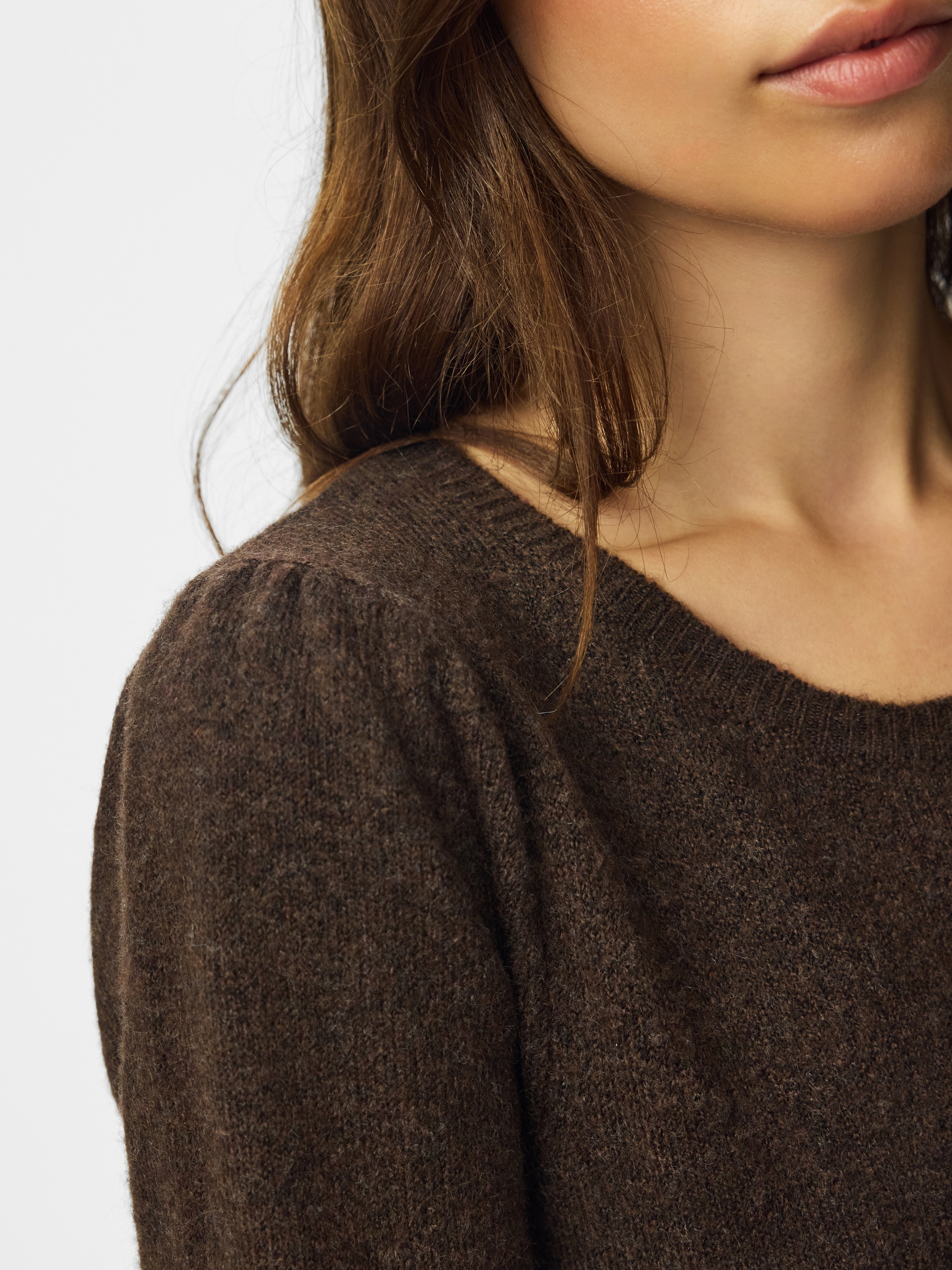 pieces Strickkleid »PCSALLY LS O-NECK KNIT DRESS NOOS BC« Materialmix