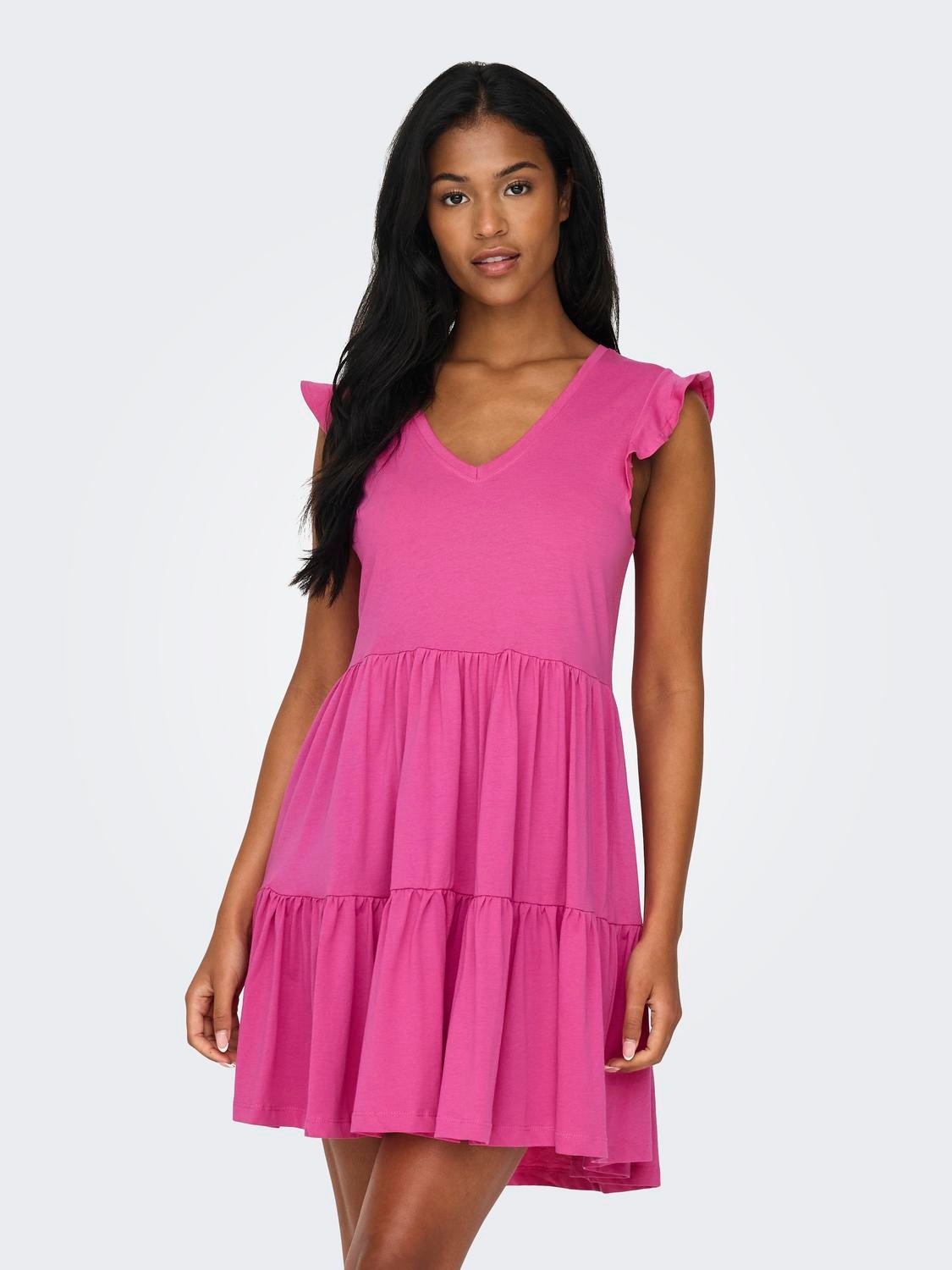 ONLY Jerseykleid »ONLMAY CAP SLEEVES FRILL DRESS«, Sommerkleid
