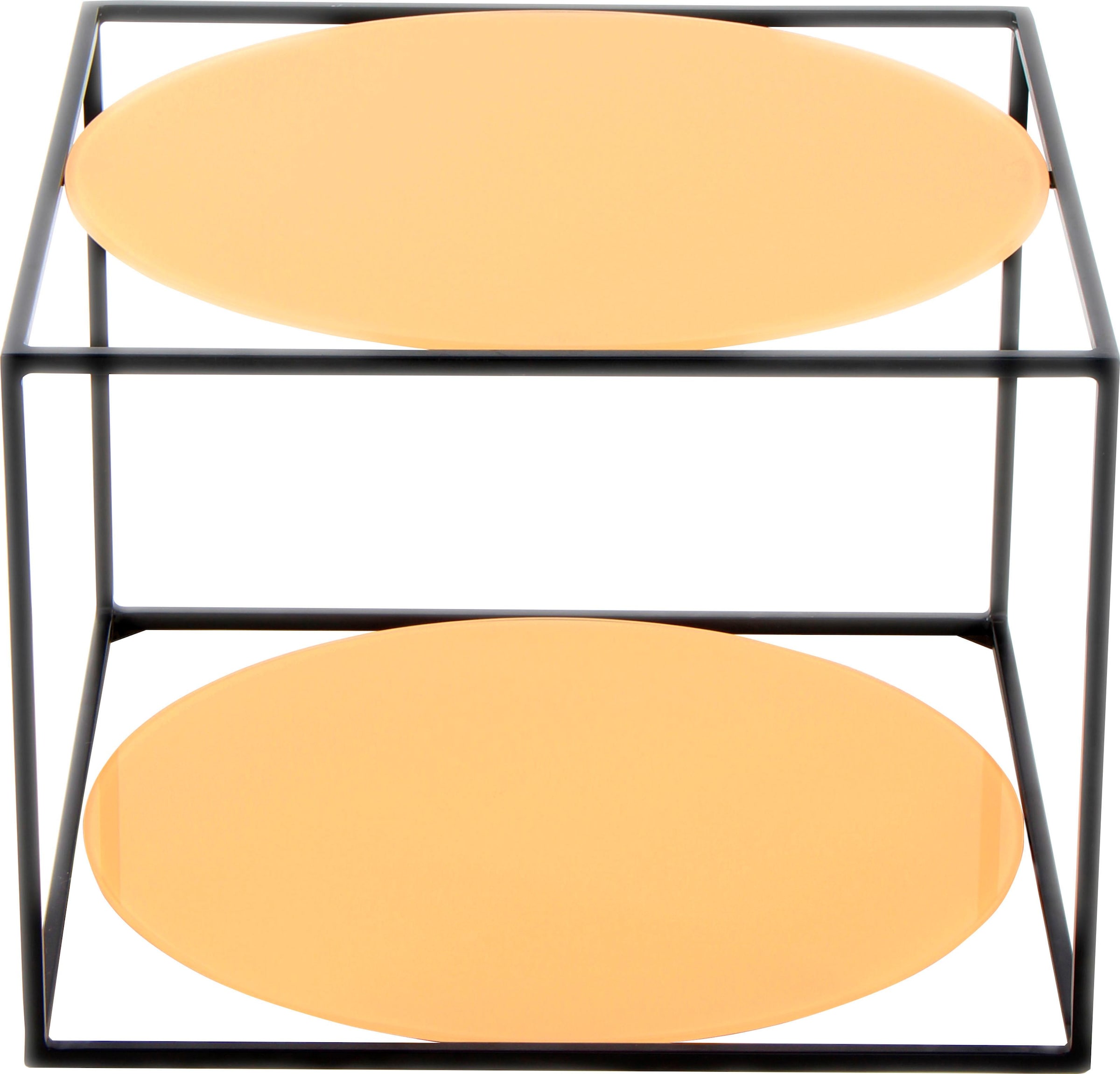 Kayoom Beistelltisch »Cody, Beistelltisch in Würfelform, offenes, modernes Design« 1 Stk. tlg. moderne Kubusform mit runden Ablageflächen aus Glas