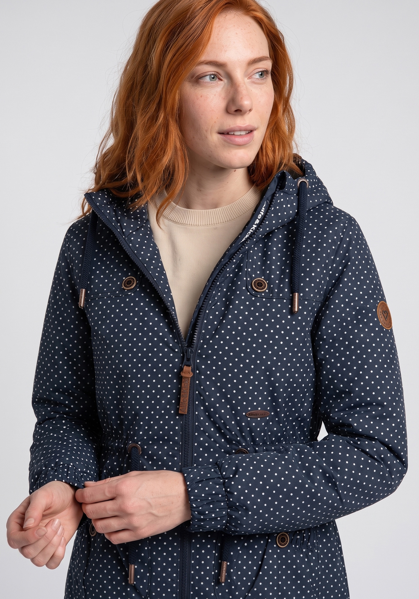 Alife & Kickin »CHARLOTTEAKB« mit Kapuze gefütterter Parka, Kapuzenjacke durch Bindeband tailliert