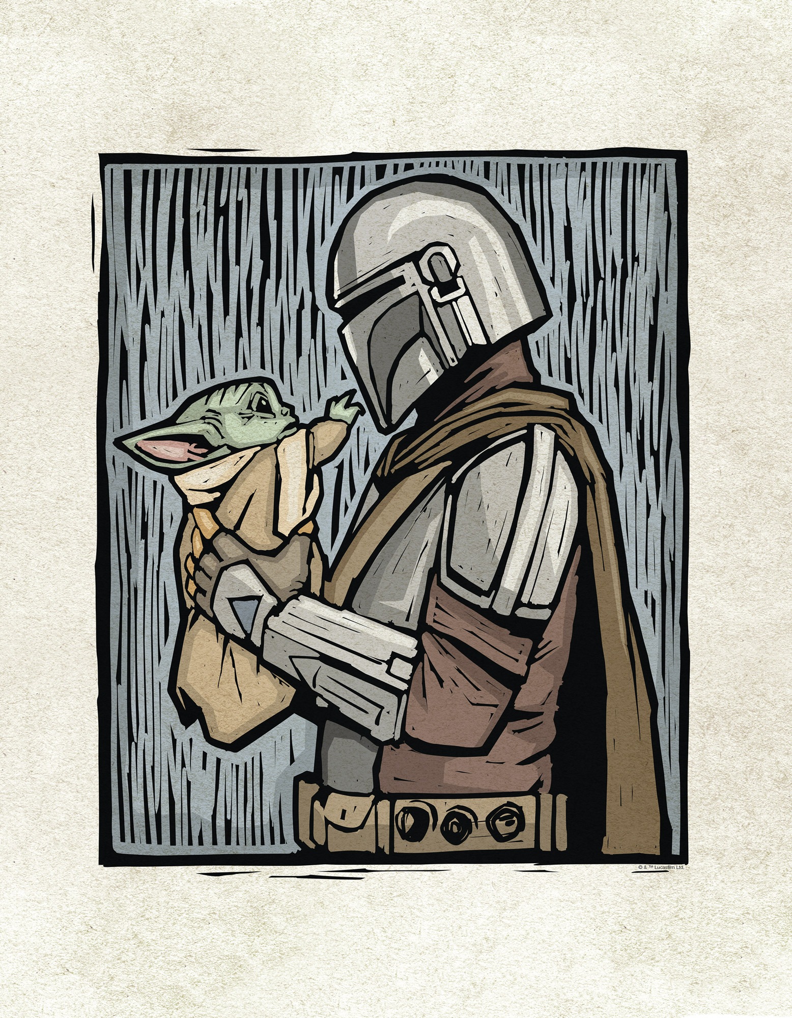 Komar Leinwandbild »Star Wars The Mandalorian Lino-Cut«, Disney, (1 St.), 30 x 40 cm (Breite x Höhe) - Kinderzimmer, Dekoration