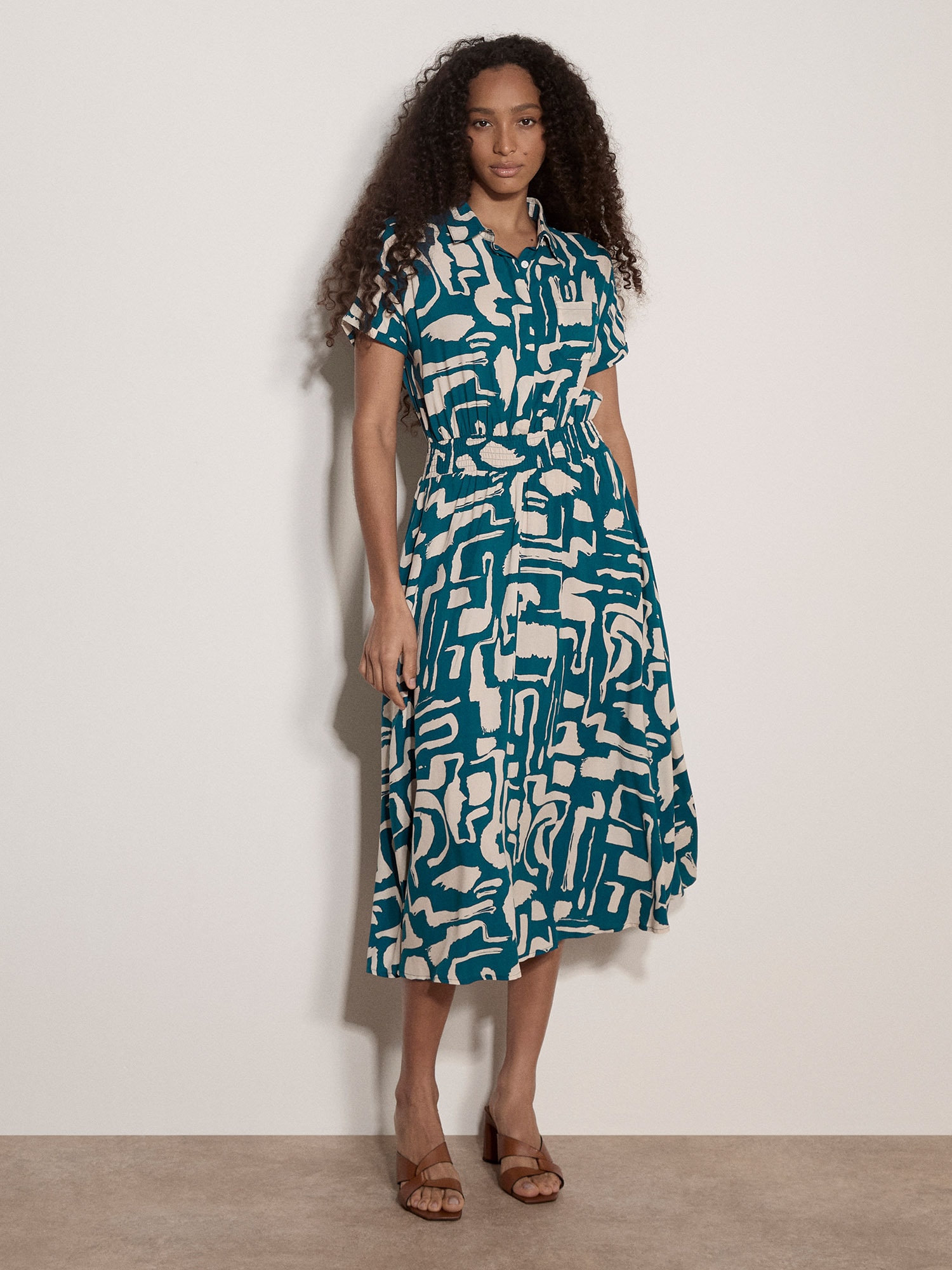 Apricot Midikleid »Midikleid« im griechischem Muster