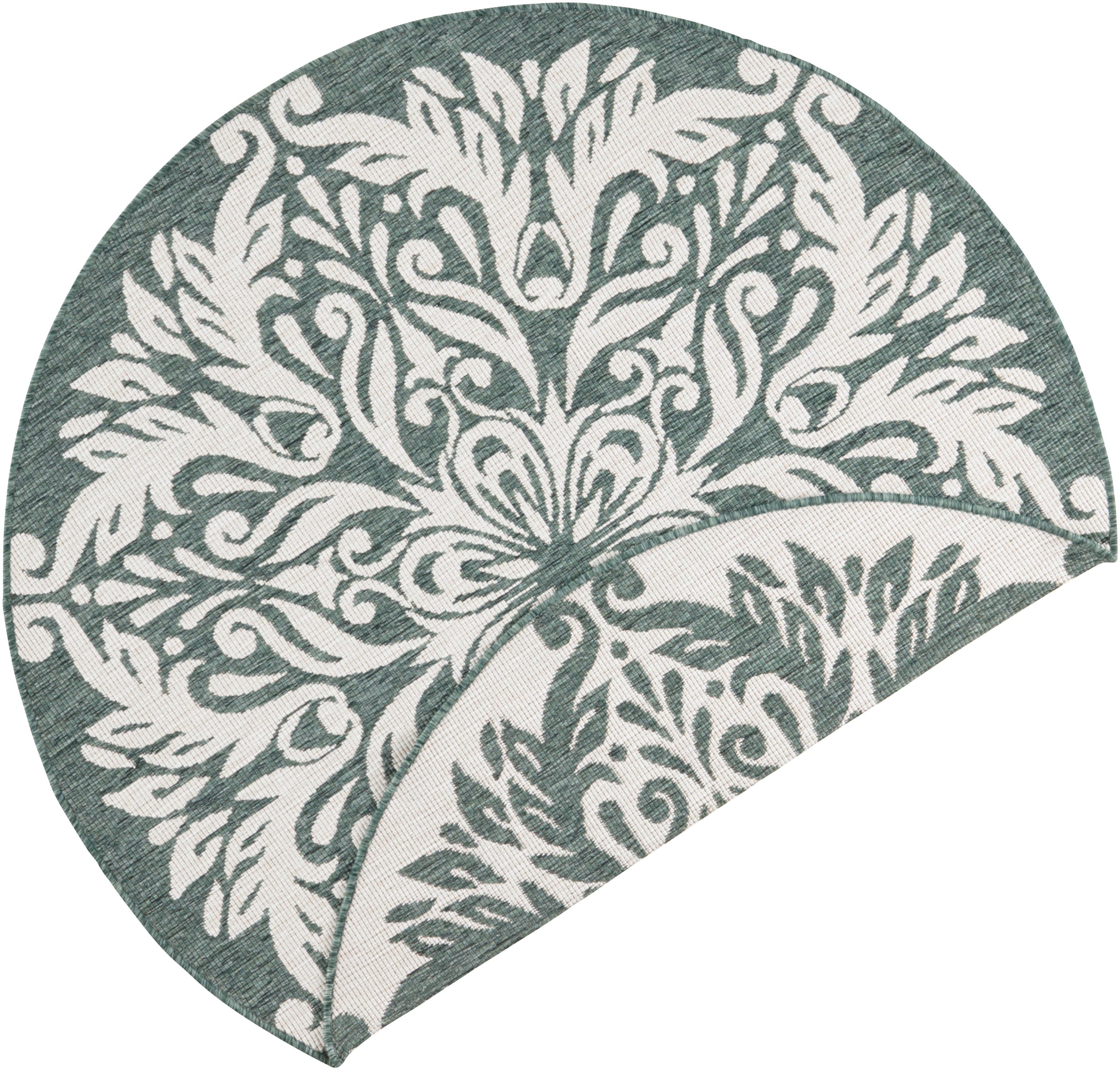 NORTHRUGS Teppich »Madrid«, rund, 5 mm Höhe, In-& Outdoor, Wetterfest, Balkon, Garten, Wohnzimmer, Wasserfest