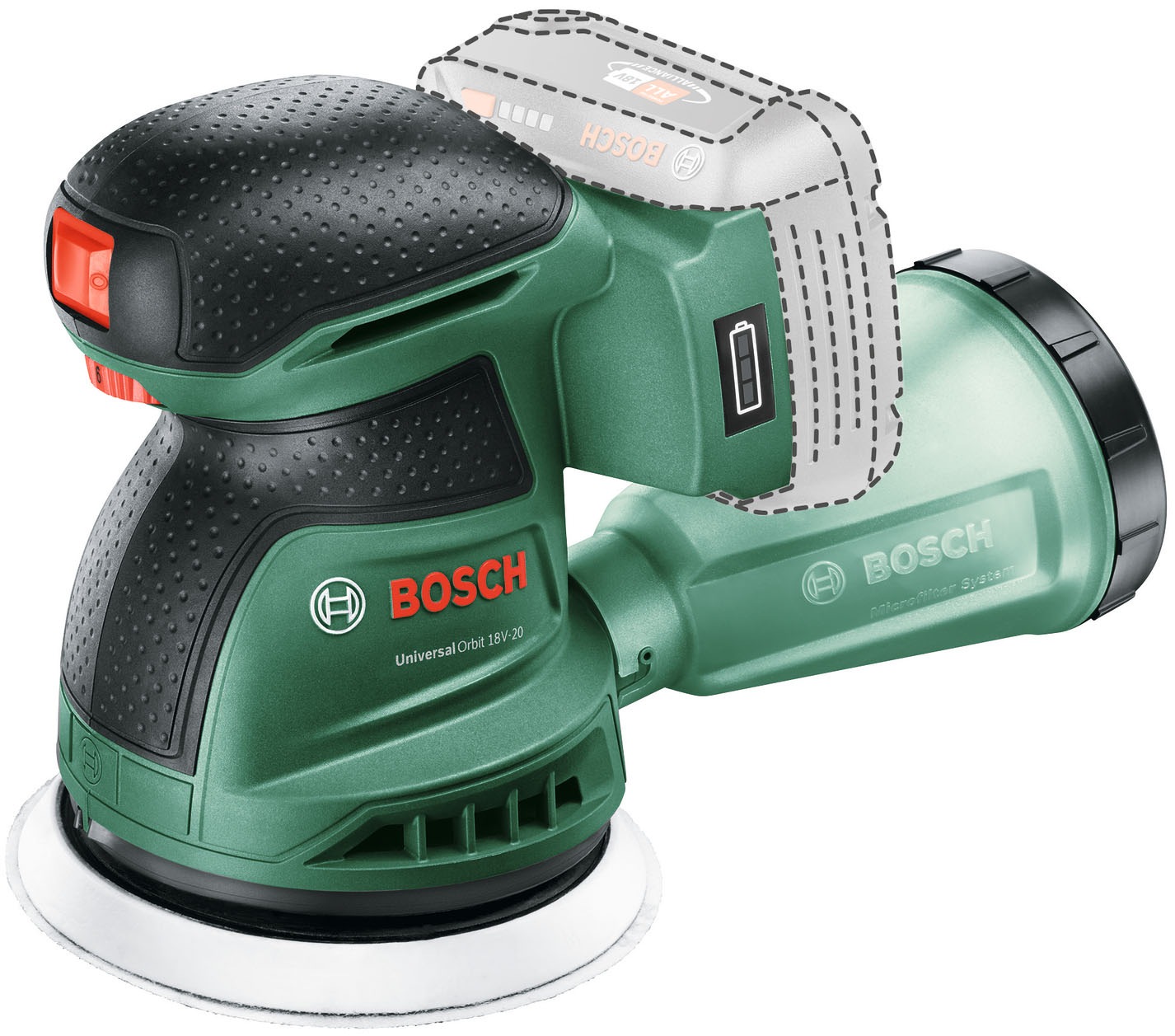 Bosch Home & Garden Akku-Exzenterschleifer »»UniversalOrbit 18V-20««, Inkl. 1x Akku 2,0 Ah und Ladegerät