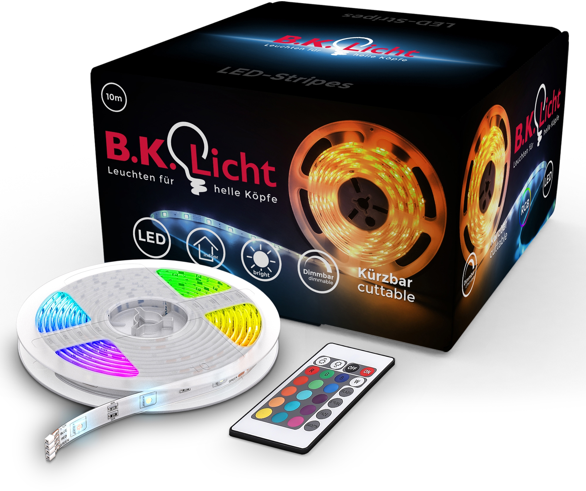 B.K.Licht LED-Streifen »Lucilla« LED Band, RGB, Fernbedienung, selbstklebend, Farbwechsel, kürzbar