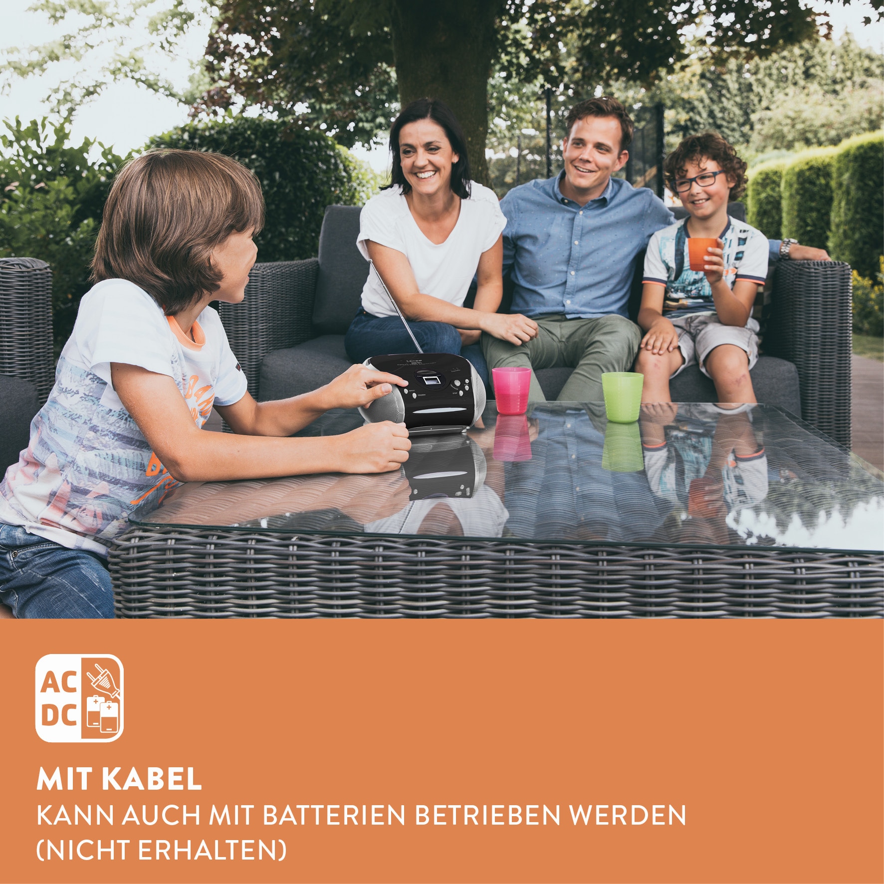 Lenco Boombox »SCD-24« ( FM-Tuner ) tragbar, CD‑Player, Teleskopantenne, programmierbarer Speicher