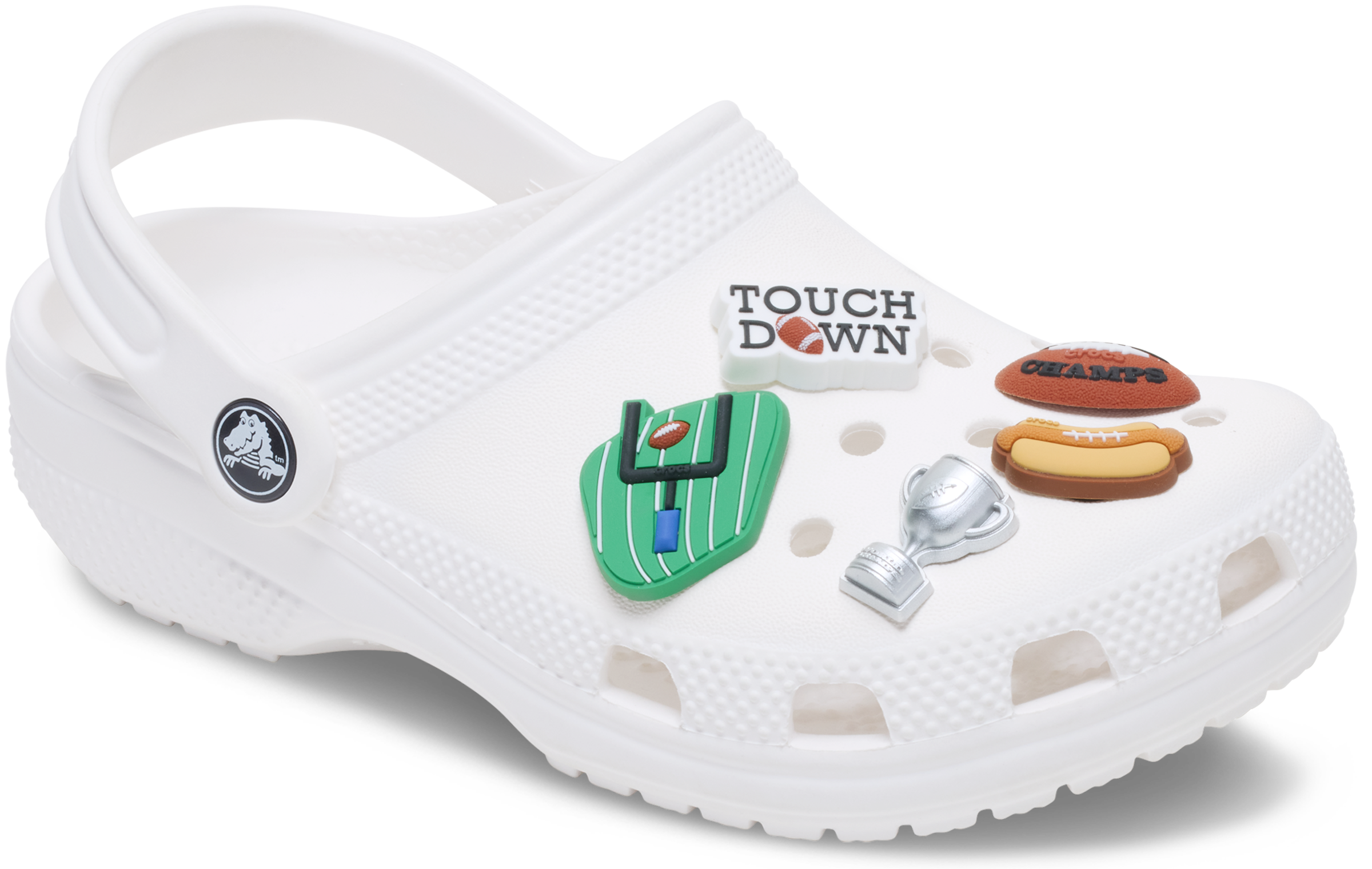 Crocs Schuhanstecker »Jibbitz™ Football Party« Set, Kein Spielzeug. Nicht für Kinder unter 3 Jahren geeignet, 5 Football Motive zum Anstecken, Charm, Anstecker für Crocs Schuhe