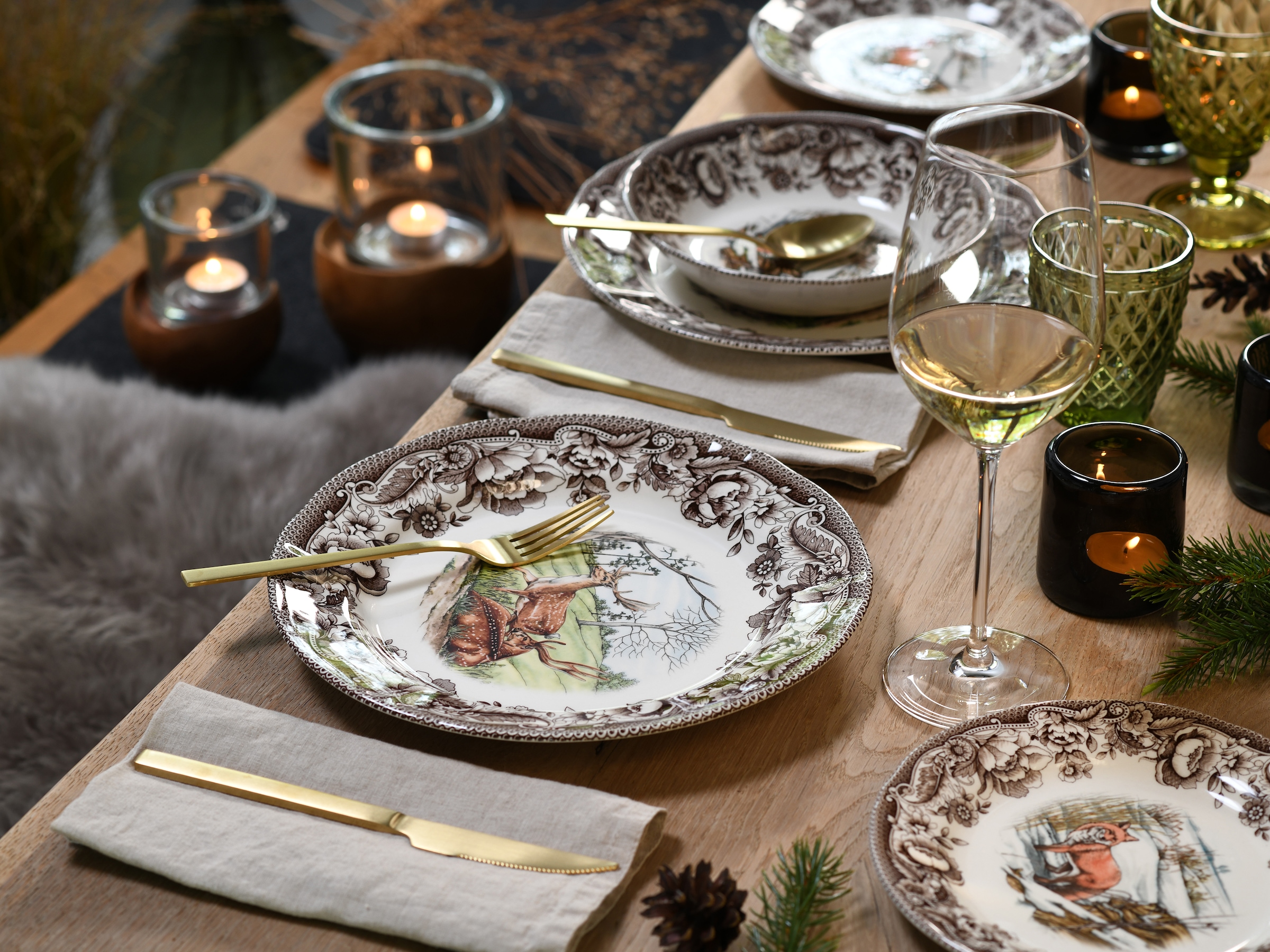 CreaTable Tafelservice »Haydon Grove Bunt, Service, Teller-Set, 12-tlg.« Landhausstil, Tiermotive