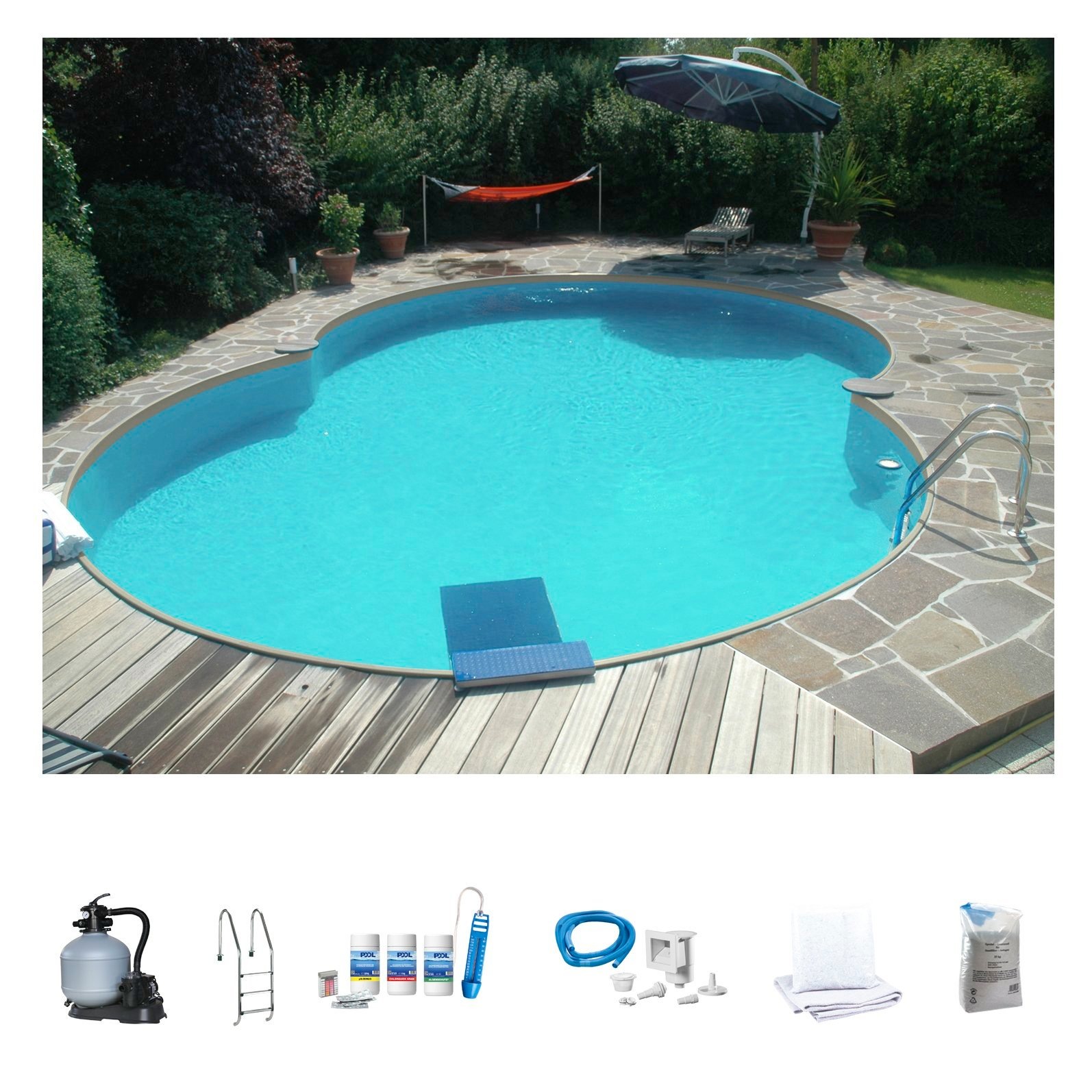 BWT MY POOL Achtformpool, (Set, 7 tlg.), BxLxH: 460x725x150 cm