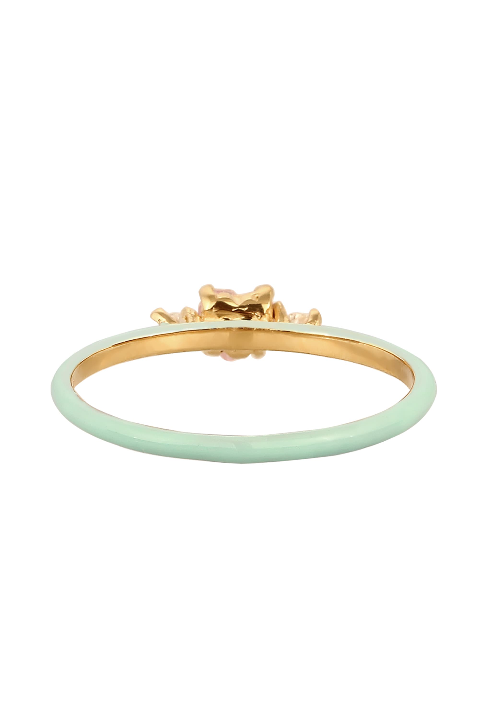 Elli Silberring »Ring Herz Zirkonia Pink Emaille 925 Sterling Silber vergoldet«