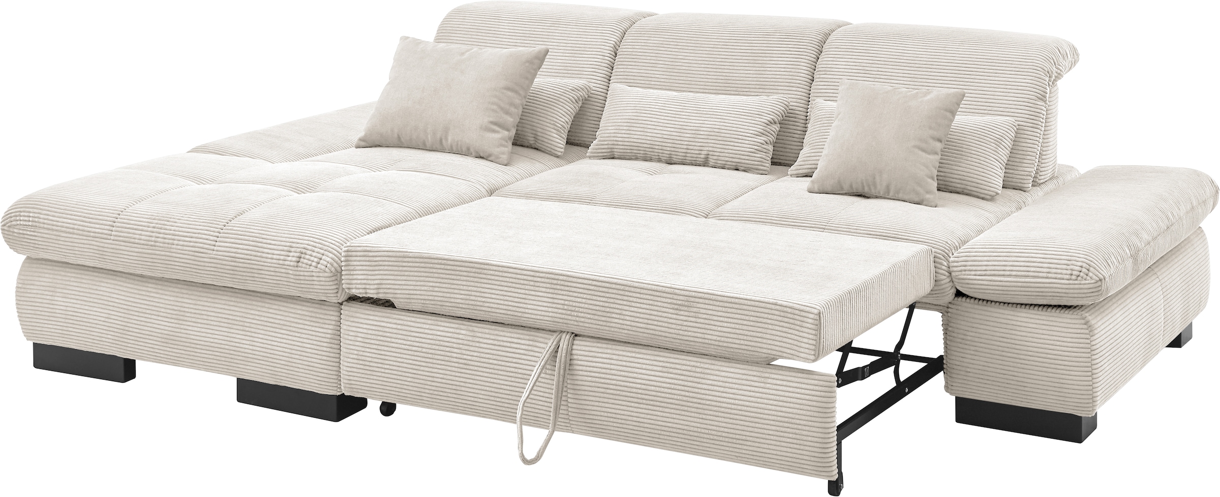 set one by Musterring Ecksofa »SO4100 V«, mit verstellbaren Kopfteilen, wahlweise mit Funktionen, Cord-Bezug
