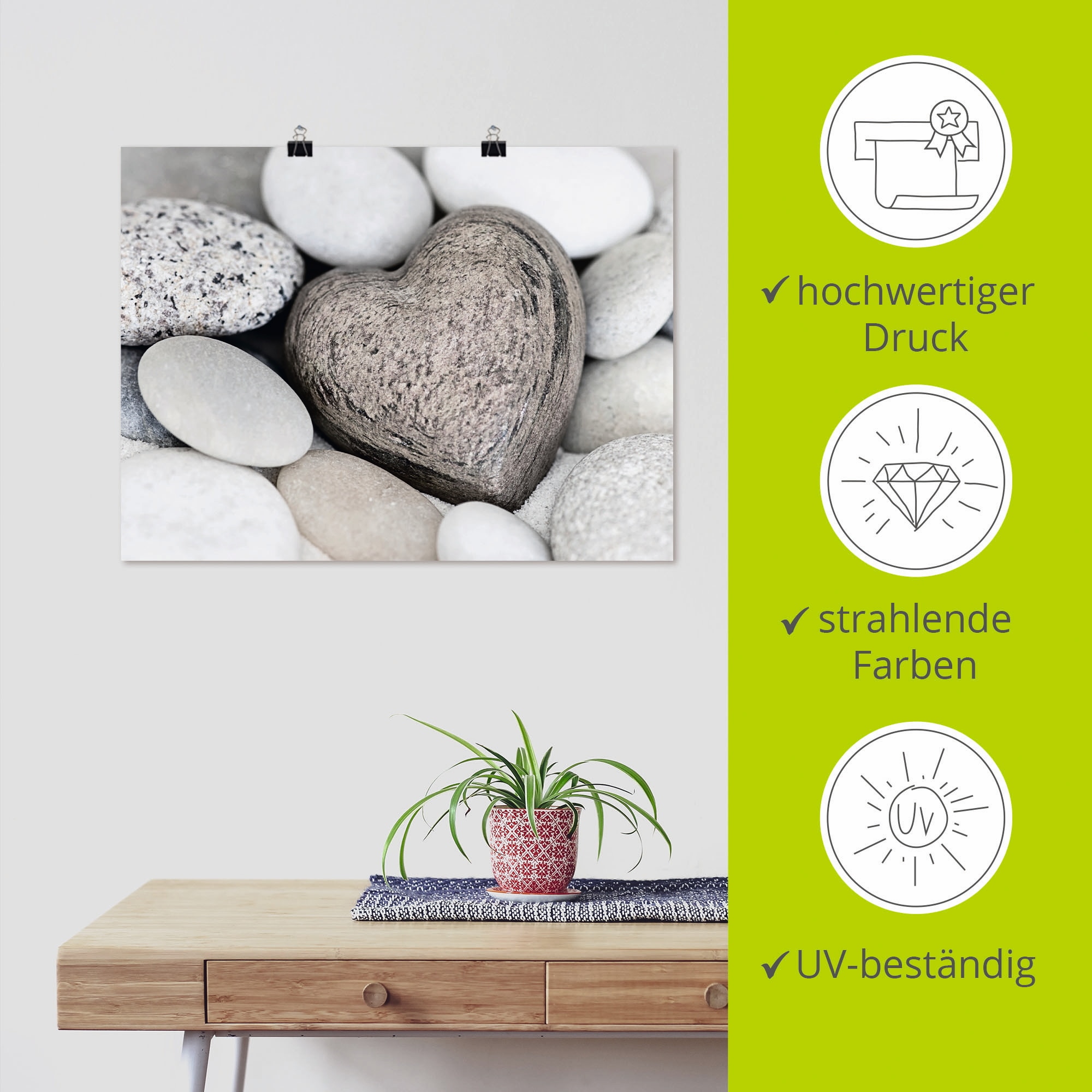 Artland Wandbild »Steinherz«, Zen, (1 St.), als Leinwandbild, Poster, Wandaufkleber in verschied. Größen