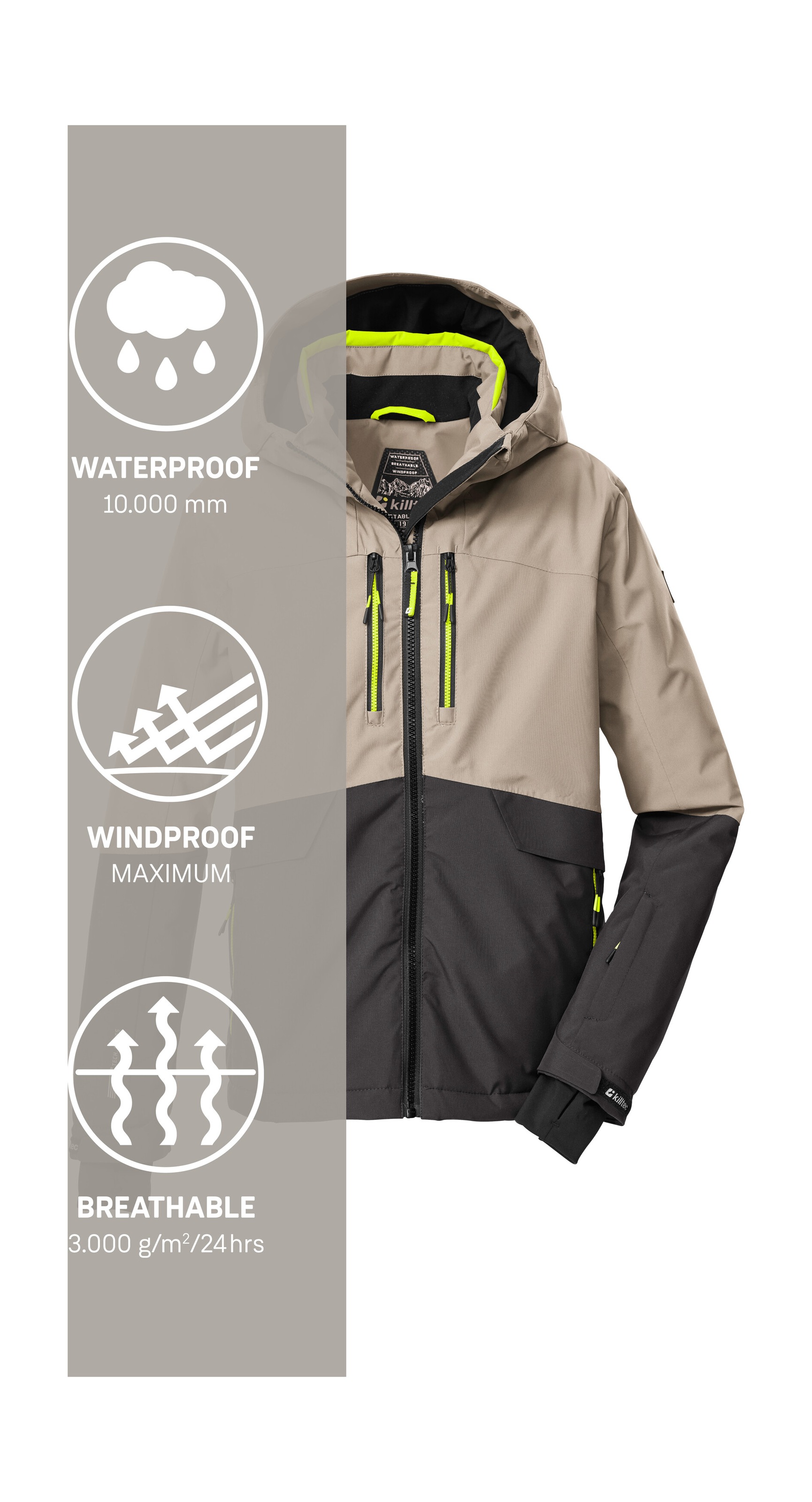 Killtec Skijacke »KSW 201 BYS SKI JCKT« Stylische, wasser- und winddichte Skijacke mit reflektierenden Details