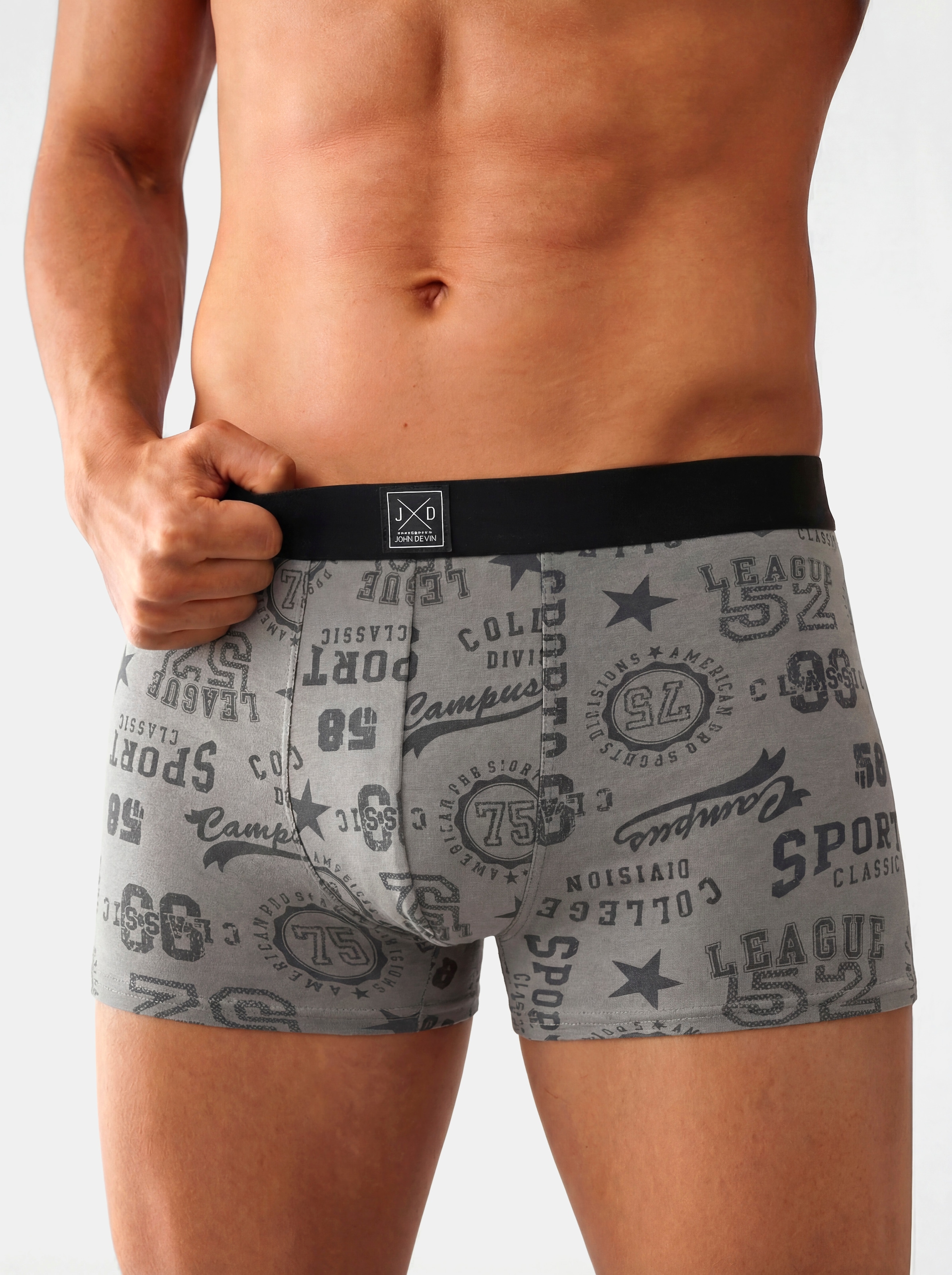 John Devin Boxer »Boxershorts für Herren« Packung, 3 Stk. aus weichem Jersey-Material, 3er-Pack, teils lustig bedruckt