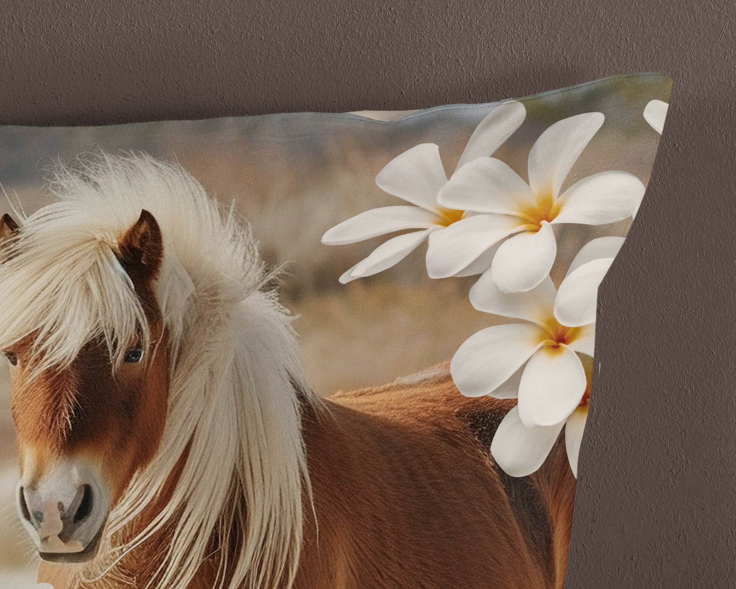 PURE luxury collection Kinderbettwäsche »Fabi«, Mikrofaser, 135x200, 2 Teilig, Wendeoptik, Kind, Mädchen, Pferd, Blume