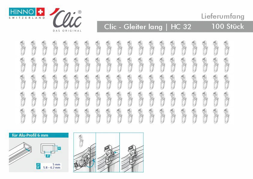 HINNO Klick-Gleiter »hinno-clic HC32«, (100 St.), HINNO Clic-Gleiter