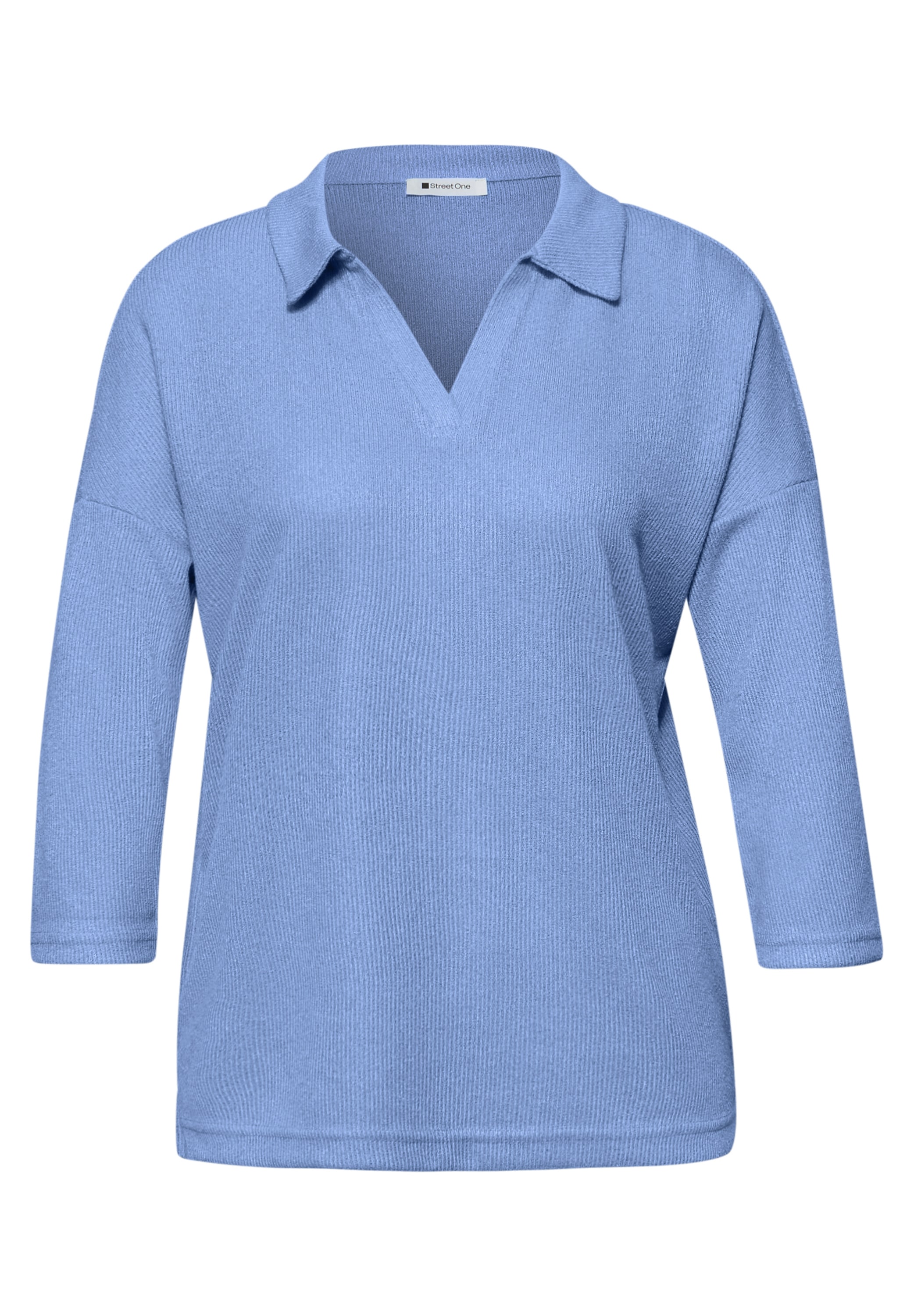 STREET ONE 3/4-Arm-Shirt mit Polokragen und V-Ausschnitt