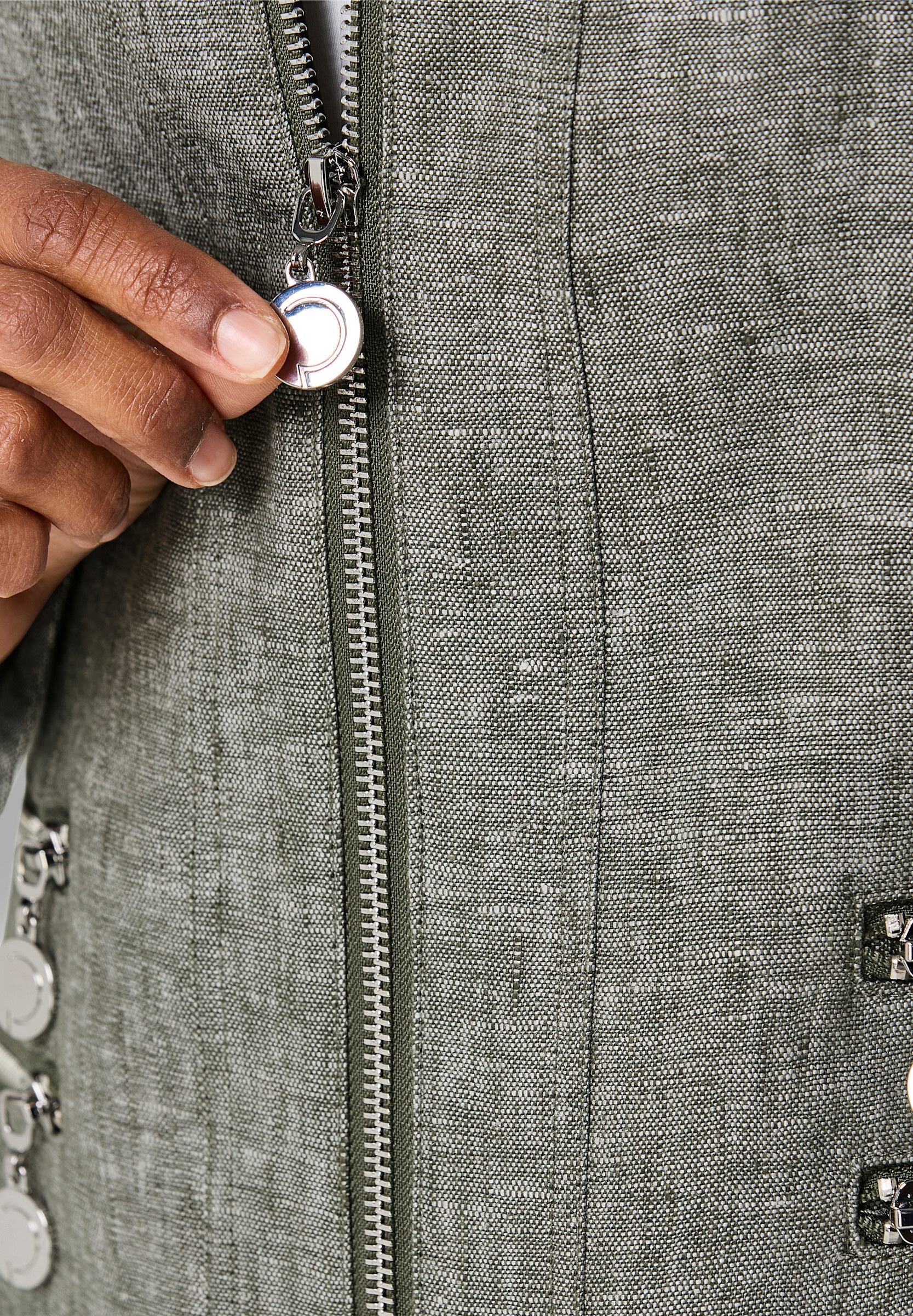 creation L Blusenblazer »Leinen-Blazer Leinenblazer mit Reißverschluss-Taschen«