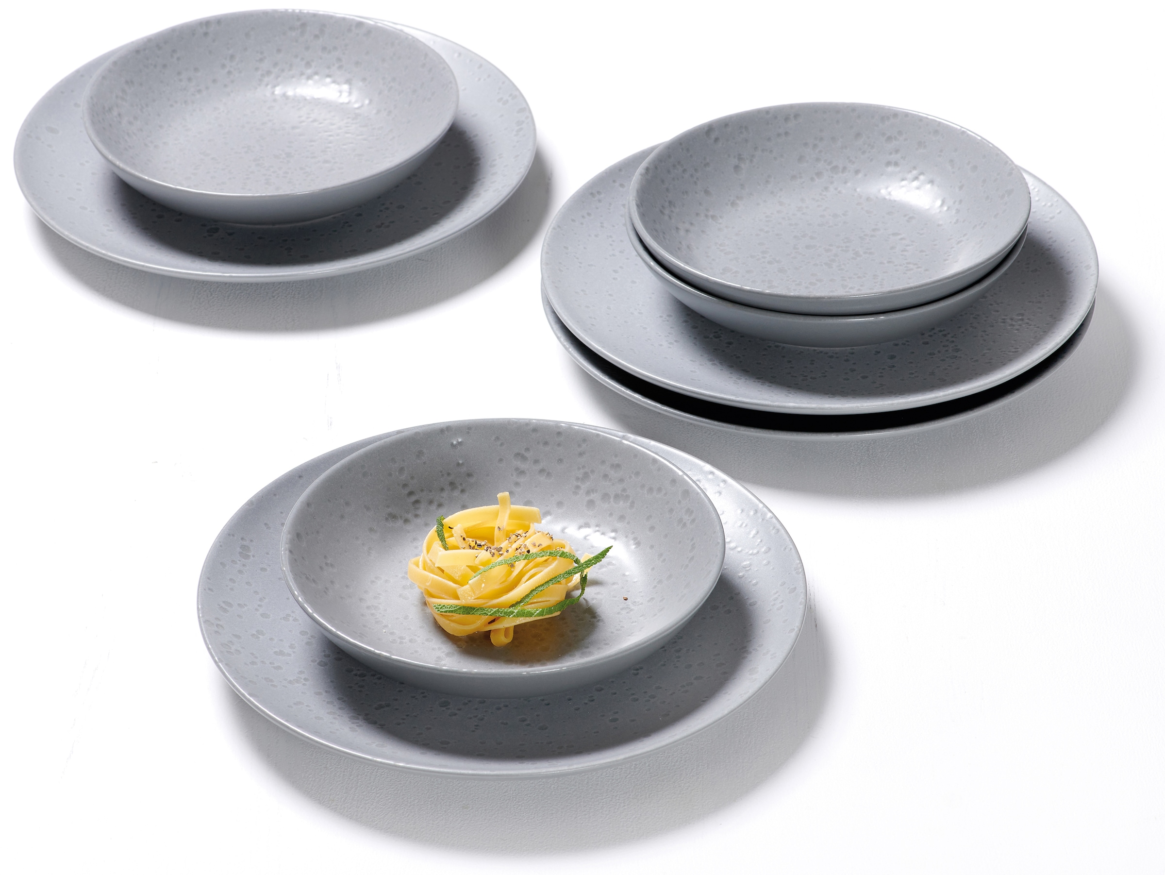 Ritzenhoff & Breker Tafelservice »Teller Set, Geschirr-Set Kitwe«, (Set, 8 tlg., 4 Speiseteller (28 cm Ø), 4 Suppenschalen (20 cm Ø, 5 cm hoch), Reaktivglasur, jedes Stück ein Unikat, 8 Teile, für 4 Personen