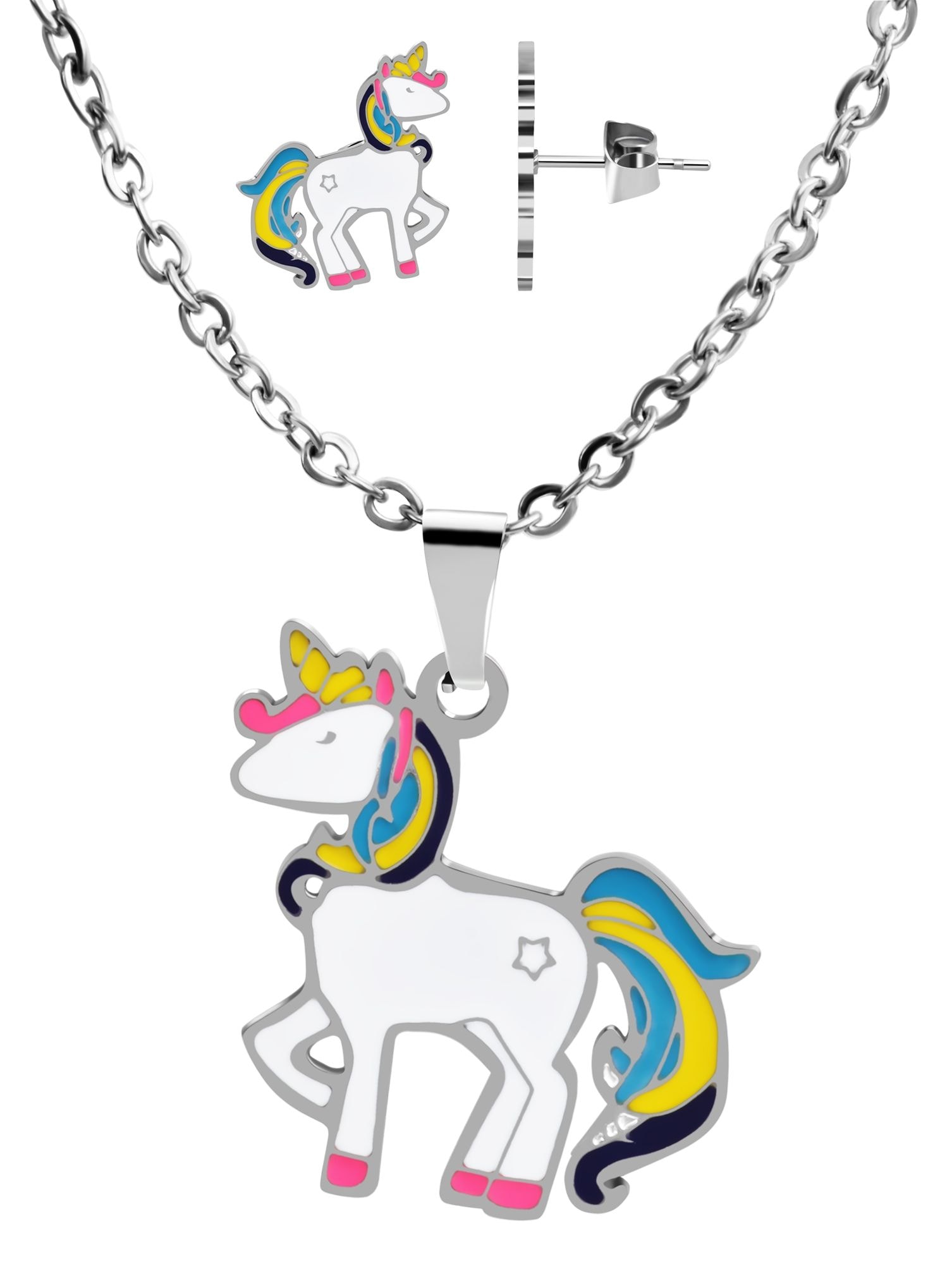 Adelia´s Gliederkette »Mädchen Halskette ¿ Ankerkette Einhorn aus Edelstahl 43 cm«