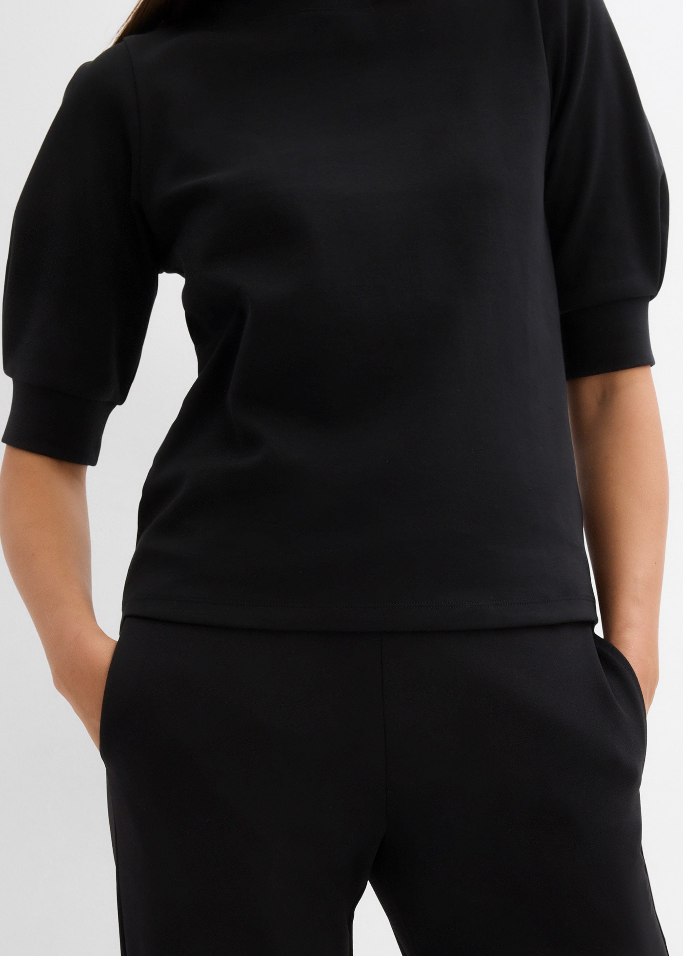 bonprix T-Shirt Oversize-Passform, dezente Puffärmel, Halbarm, aus reiner Baumwolle