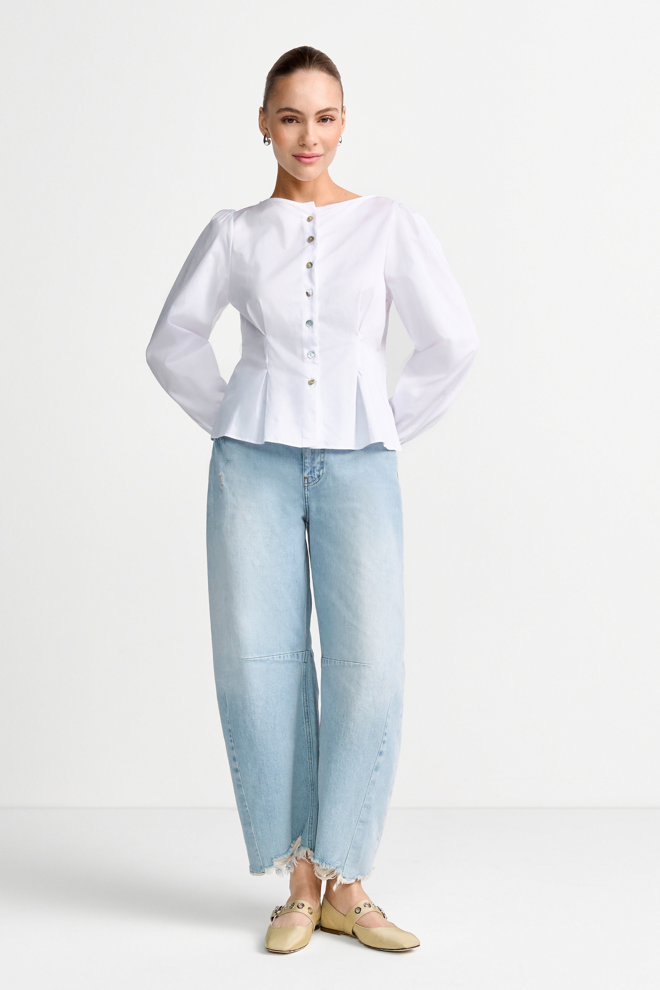 RICHROYAL Weite Jeans Barrel-Style, Wide Leg Cropped Jeans, mit coolen Destroyed Effekten