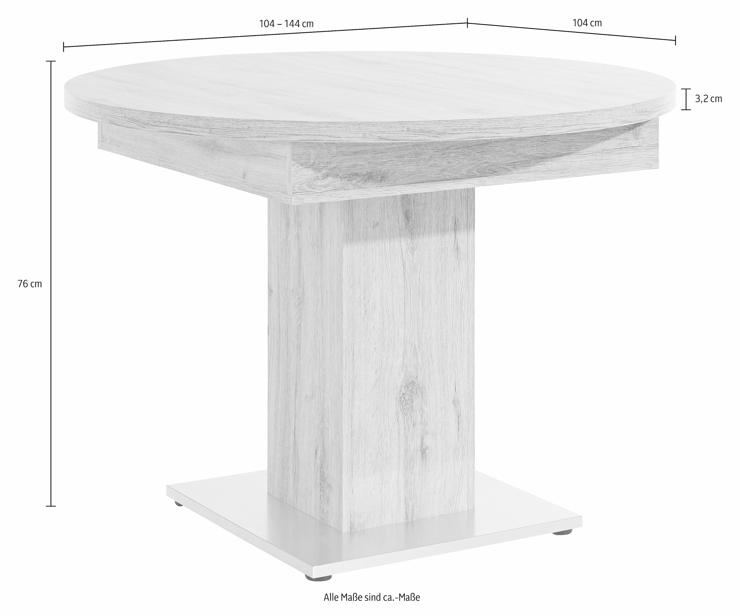 Mäusbacher Esstisch »Tisch rund«, Mäusbacher Esstisch rund mit Auszug und Bodenplatte.