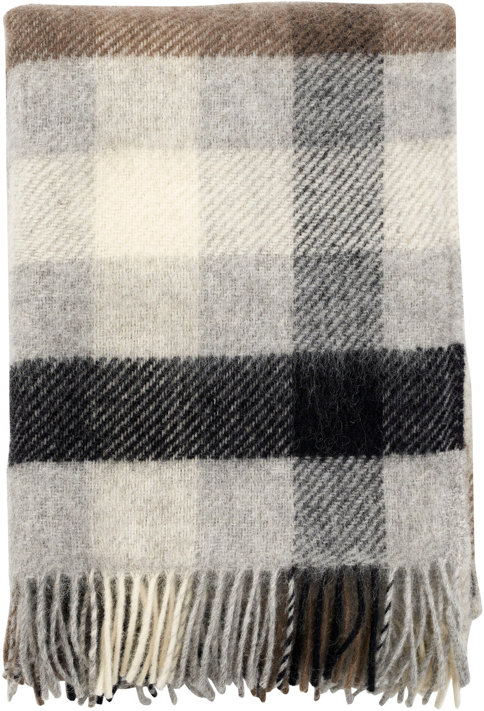 Heitmann Felle Wolldecke »Wool« reine Wolle, 130x200 cm,  mit Fransen, kariert oder uni, Wohnzimmer