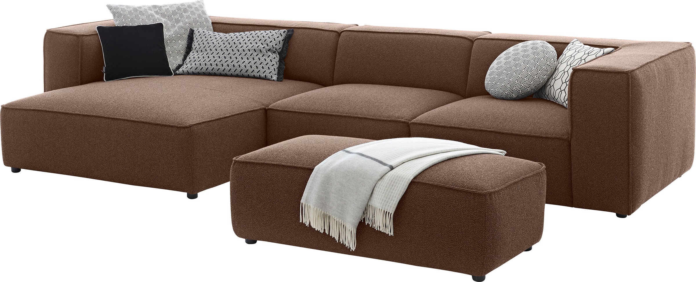 W.SCHILLIG Ecksofa »around-the-block«, mit eleganter Biese, mit Federkern, Breite 341 cm