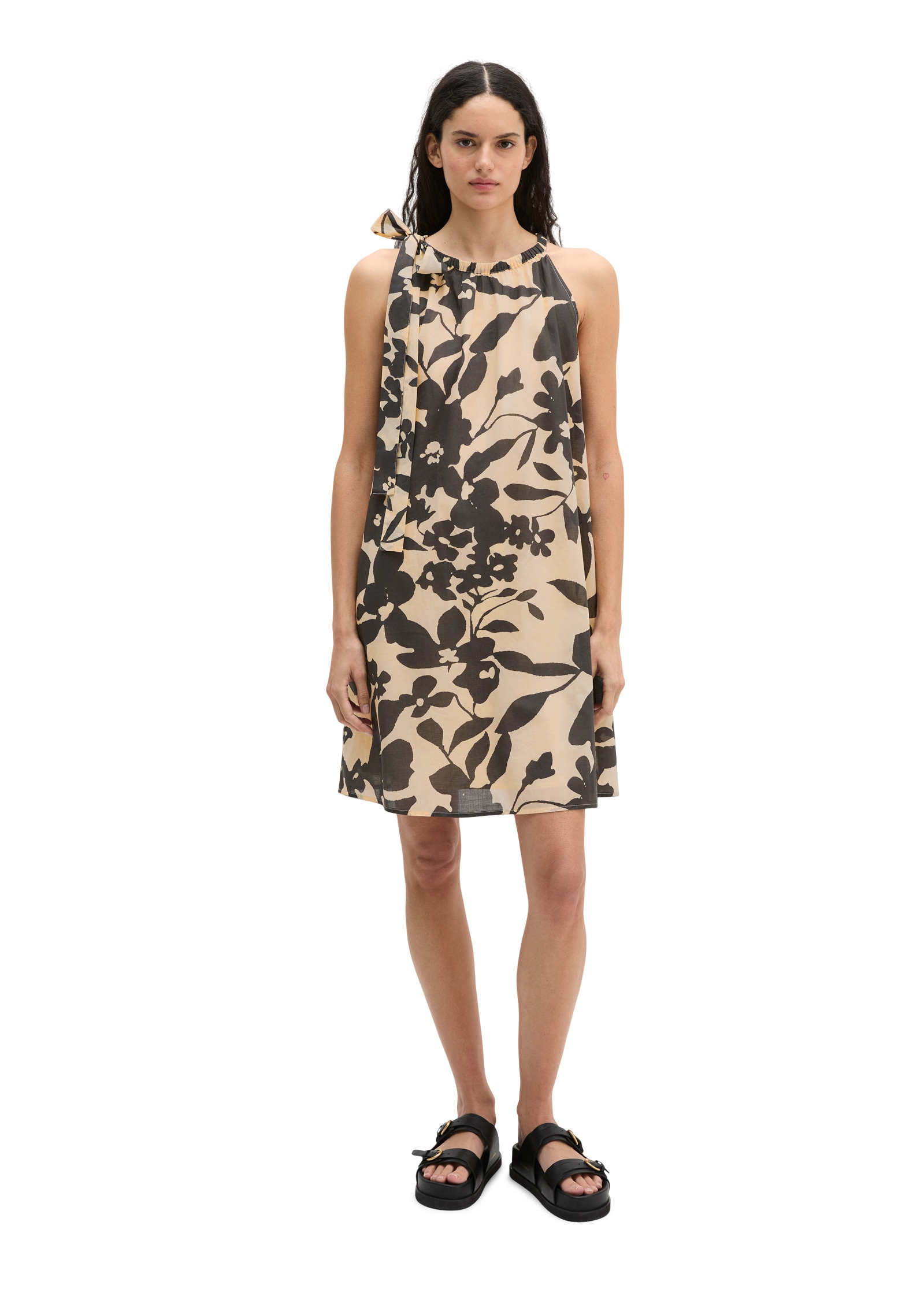 Marc O'Polo Midikleid Ohne Tasche Sommerkleid loose aus bedrucktem Baumwoll-Voile