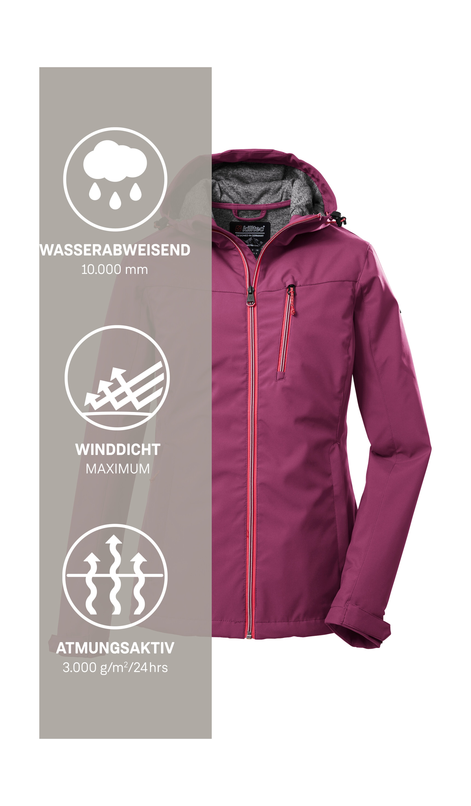 Killtec Softshelljacke »KOS 89 WMN SFTSHLL JCKT« Damen Softshelljacke: Wind-und wasserdicht, atmungsaktiv