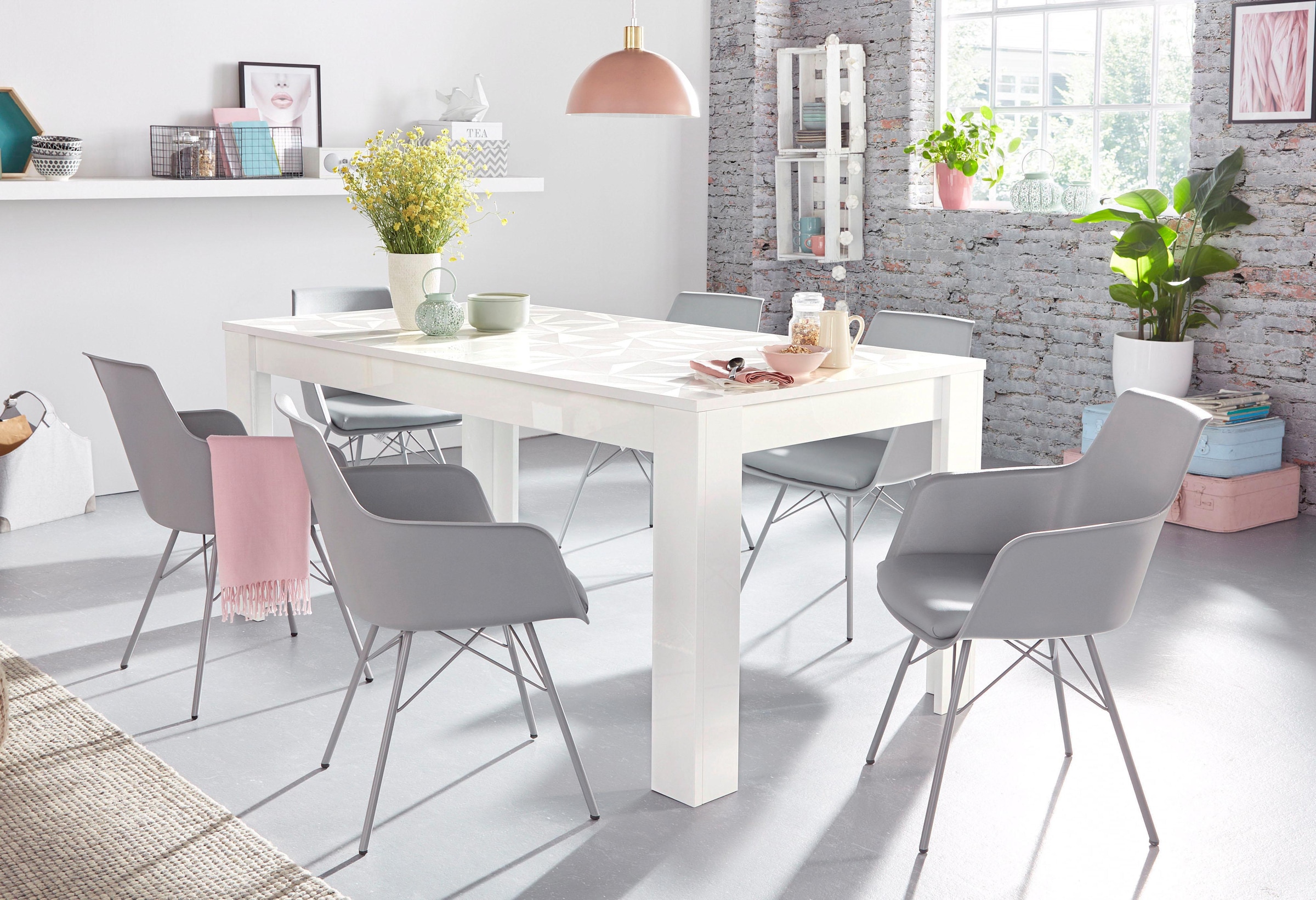 INOSIGN Esstisch »Prisma 180x90 cm, Esszimmertisch, ausziehbar, erweiterbar auf 228 cm«, rechteckig,Tischplatte Stärke 22 mm u. mit elegantem Siebdruck