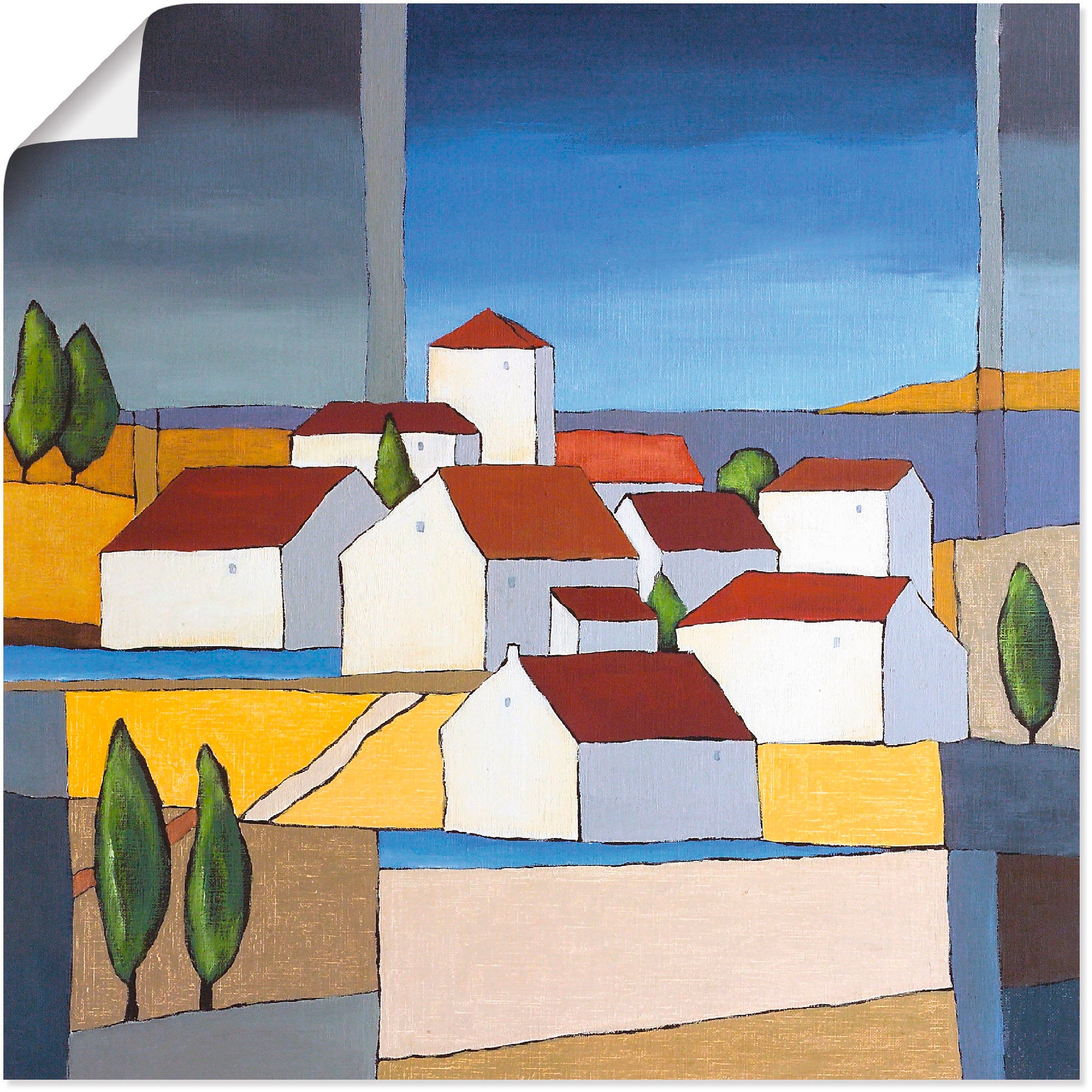 Artland Wandbild »Dorf in der Nähe vom Meer«, Gebäude, (1 St.), in vielen Größen & Produktarten -Leinwandbild, Poster, Wandaufkleber / Wandtattoo auch für Badezimmer geeignet