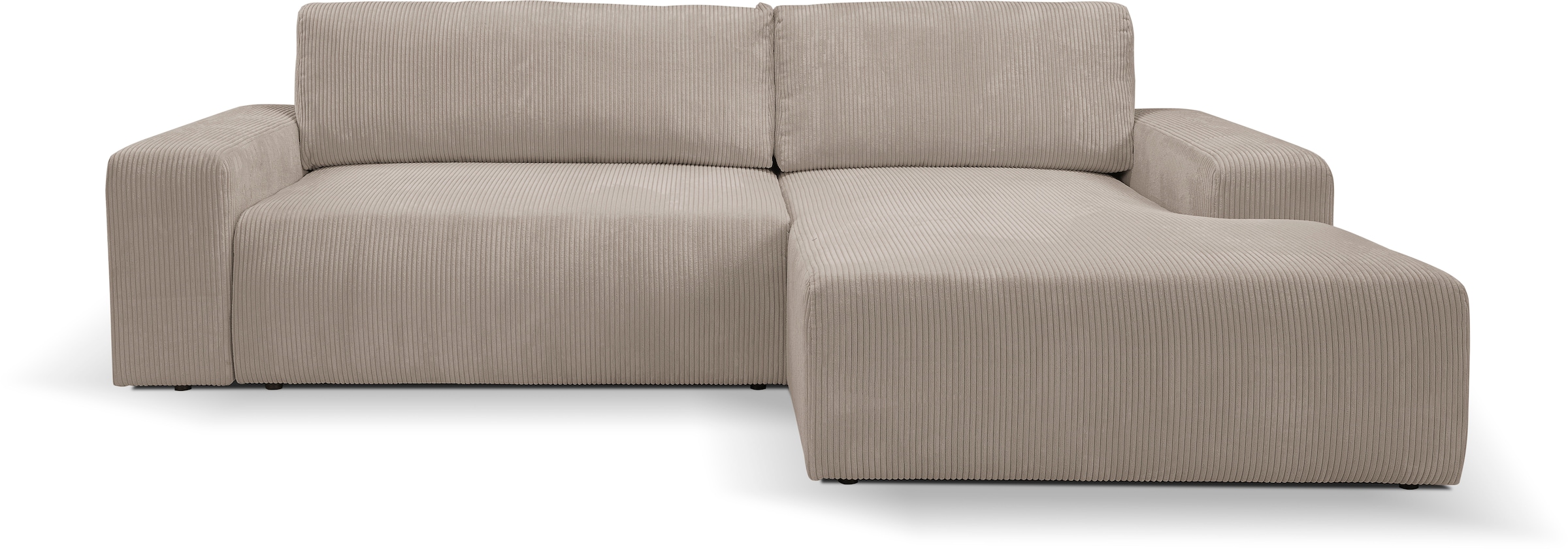 WERK2 Ecksofa »Hugo-L L-Form«, Design Ecksofa in Cord mit Schlaffunktion & Bettkasten