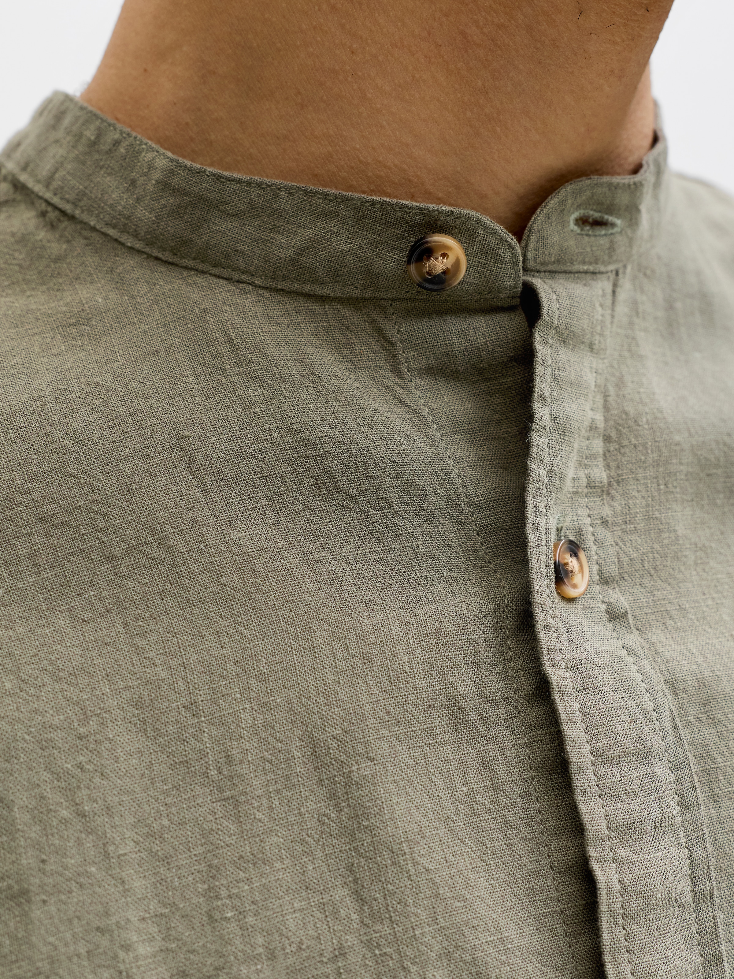 Jack & Jones Langarmhemd »JJESUMMER LINEN BLEND BAND SHIRT L/S SN« Baumwollmischung, regular fit