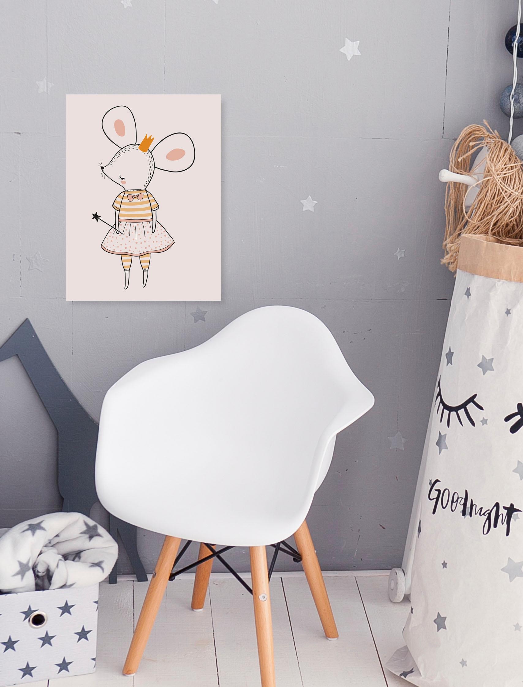 Lüttenhütt Leinwandbild »Mäusefee Maus«, Königinnen-Kind-Kinder-Tiere-Fashion-Figuren-Feen, Premium-Leinwandstoff, Handarbeit aus Deutschland, Kindermotiv