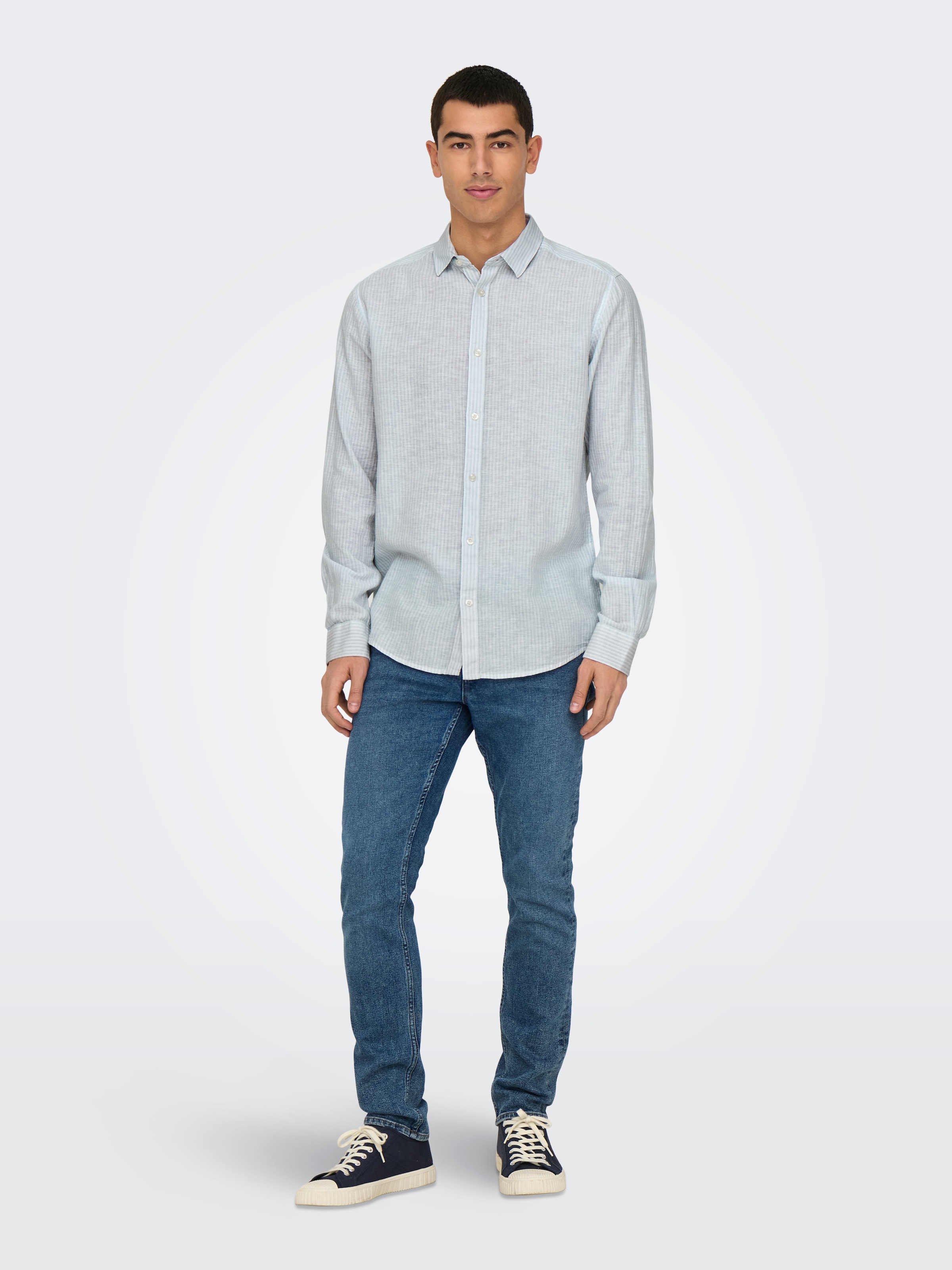 ONLY & SONS Kurzarmhemd »ONSCAIDEN LS STRIPE LINEN SHIRT 660 NOOS«