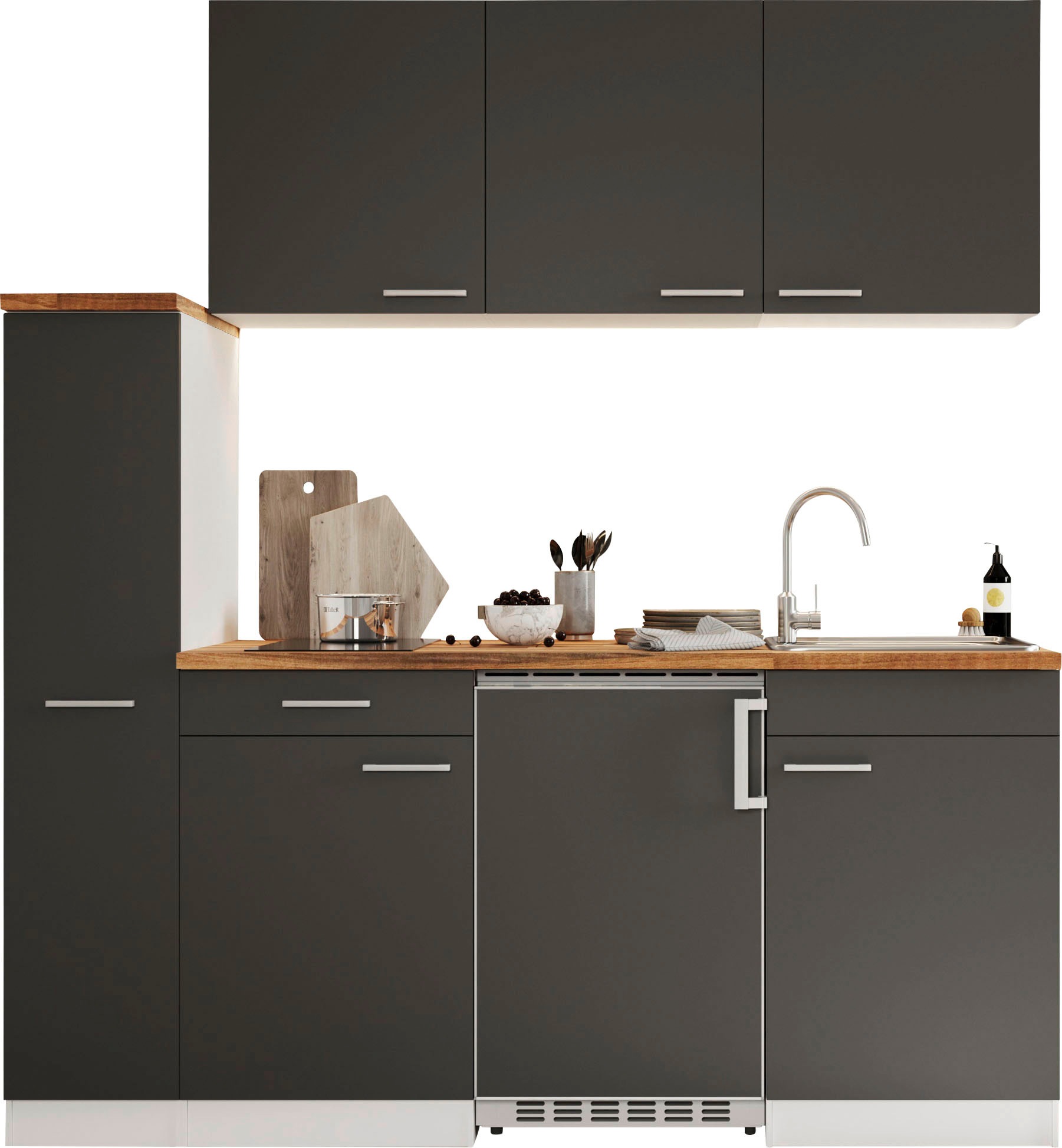 RESPEKTA Küche »Luis, mit Glaskeramikkochfeld, wahlweise mit Mikrowelle, Korpus Weiß,« Breite 180 cm, in exclusiver Konfiguration für OTTO